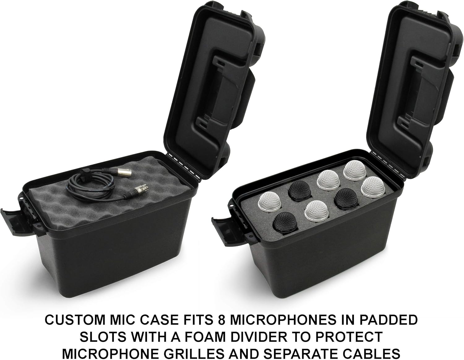 CASEMATIX Carcasa rígida para micrófono de mano de 8 micrófonos, compatible con micrófonos vocales cardioides dinámicos XLR de 8 pulgadas, no