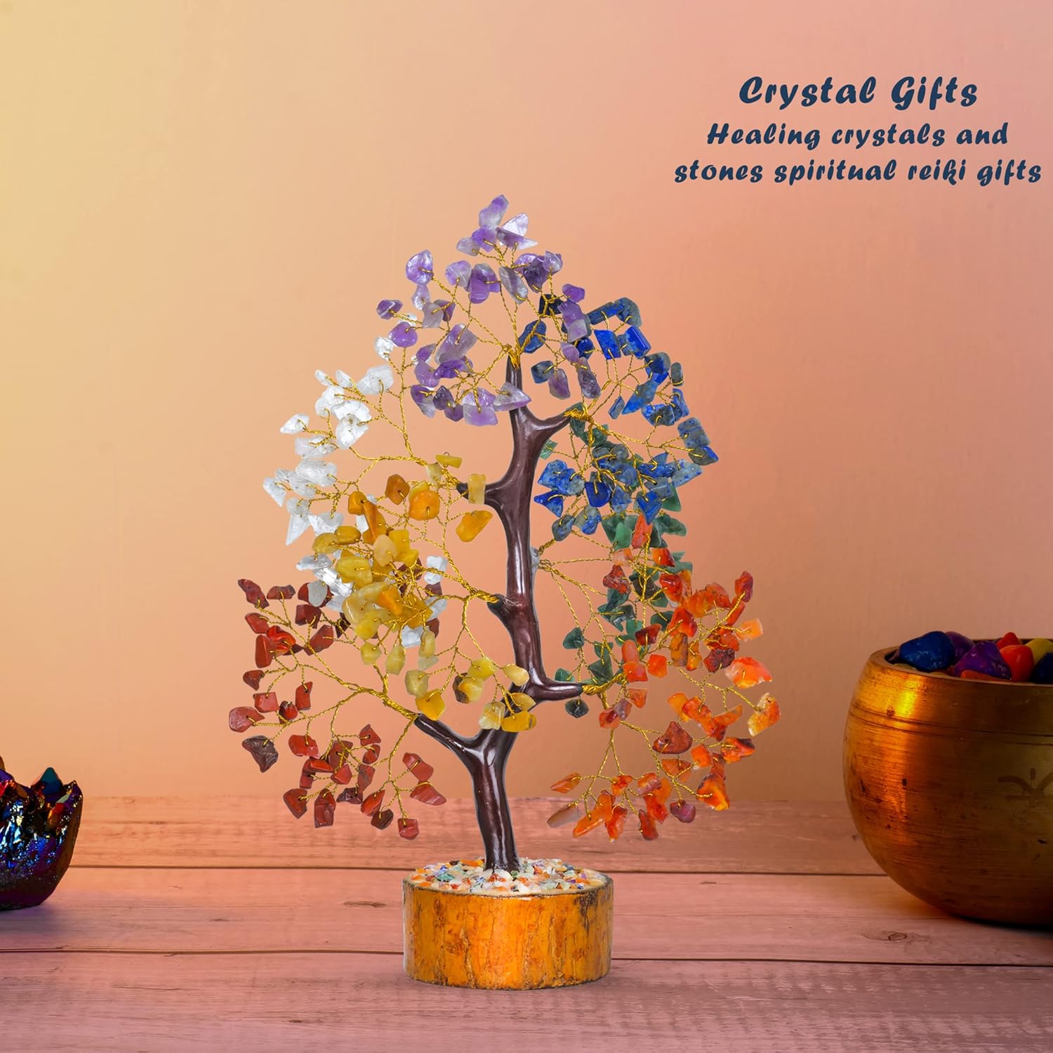 YATHABI Árbol de los siete chakras, árbol de cristal para energía positiva, árbol de dinero de Feng Shui, regalos espirituales para mujeres,