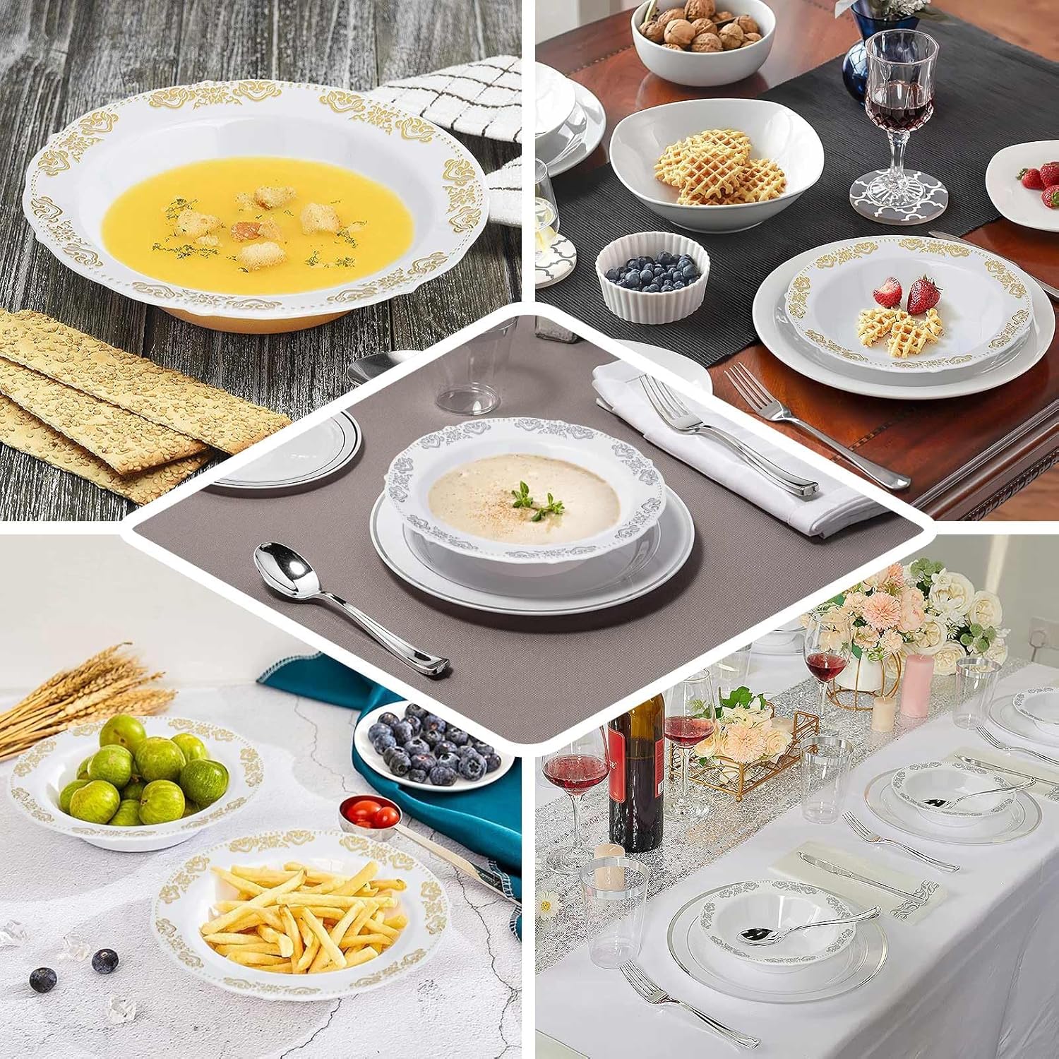 Efavormart – Paquete de 10 cuencos de sopa desechables redondos de 12 onzas con bordes festoneados para eventos con catering, bodas y fiestas
