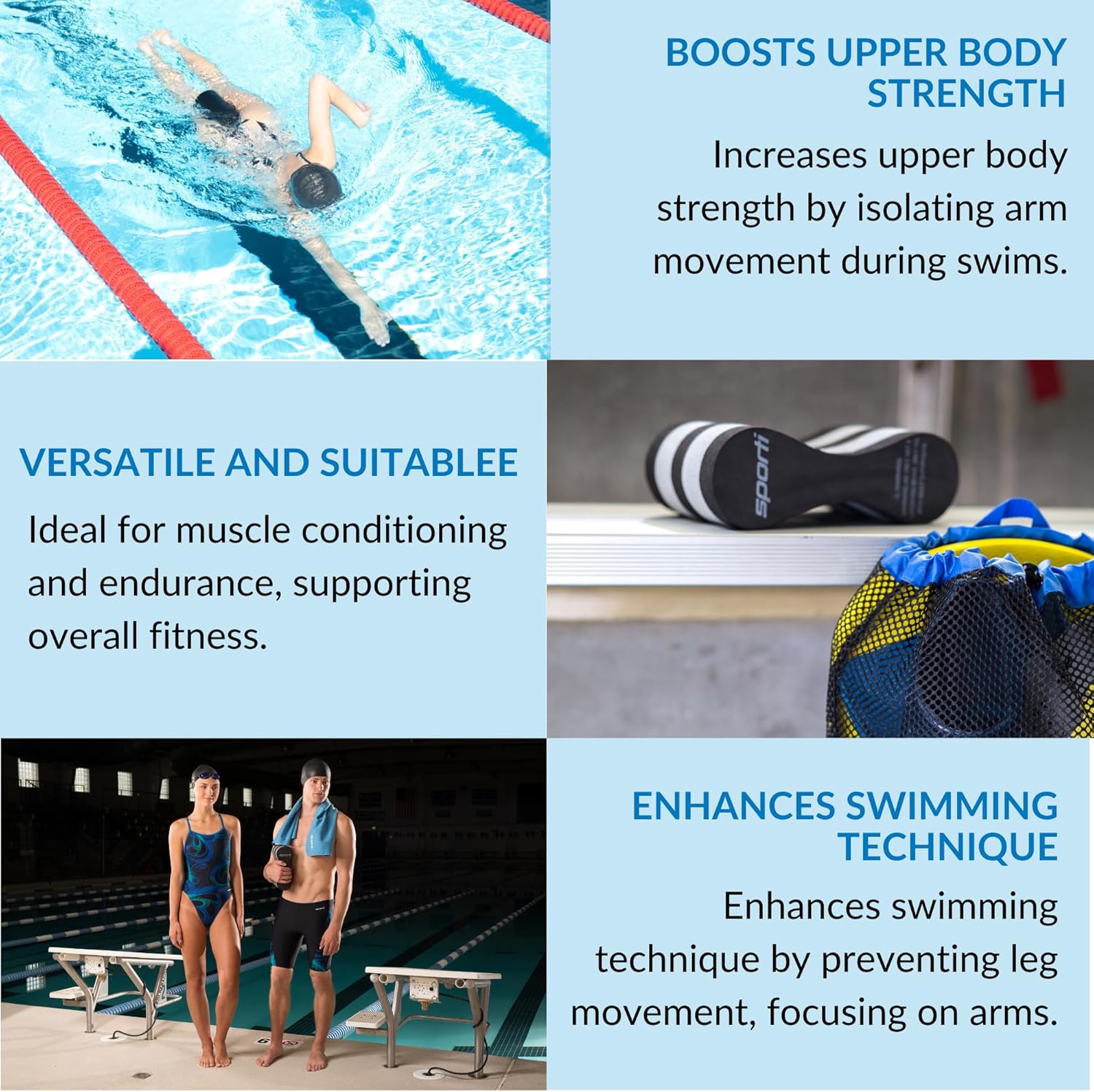 Sporti Boya unisex para adultos, 9.5 pulgadas de largo x 6 pulgadas de ancho, flotador de piernas para entrenamiento de natación – Ayuda de