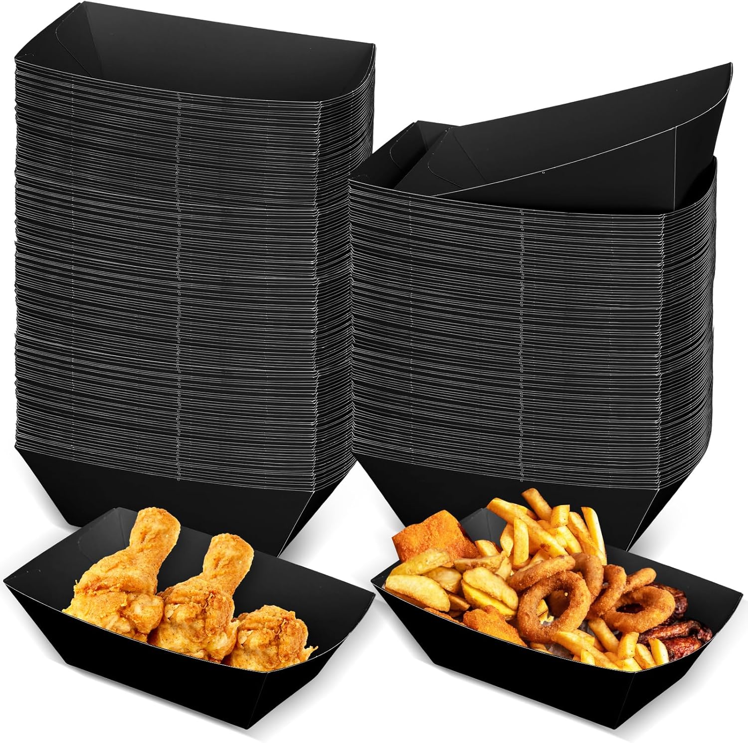 Uiifan 200 unidades de papel para barcos de comida desechable, bandejas de comida rápida para nachos, resistentes a la grasa, bandeja desechable de