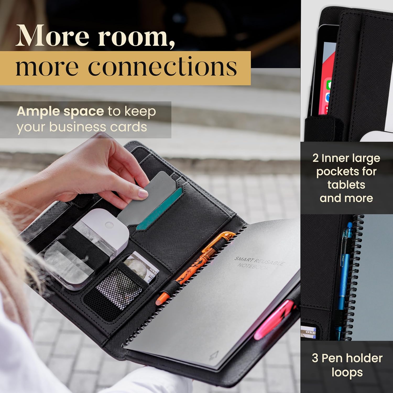 Trailblaze Funda de cuero para cuaderno compatible con Rocketbook  Cuaderno de lujo de cuero para hombres y mujeres  Organizador de cartera con