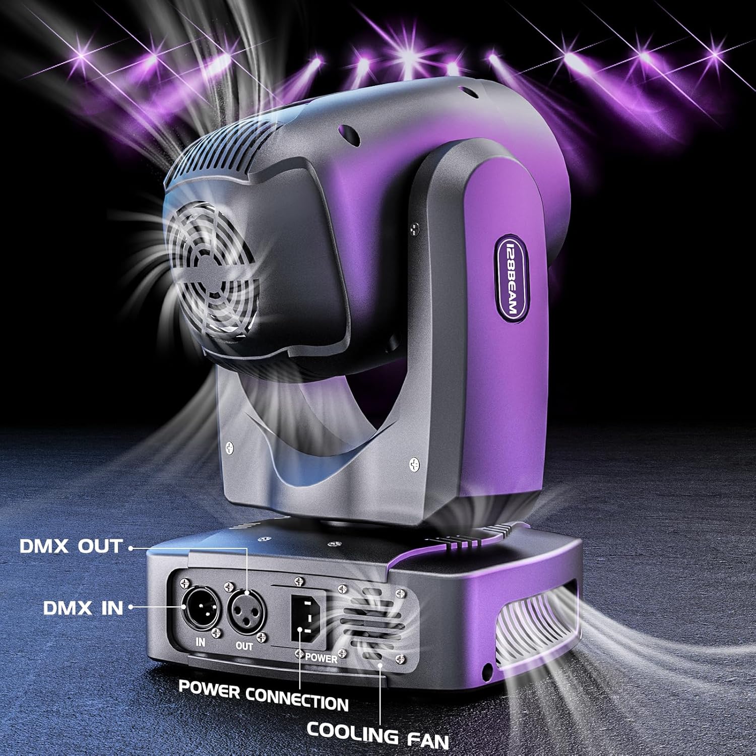 HOLDLAMP Luces de DJ de cabeza móvil, luz LED de cabeza móvil de 100 W con función de enfoque, 6 gobos giratorios (prisma de 3 facetas) e