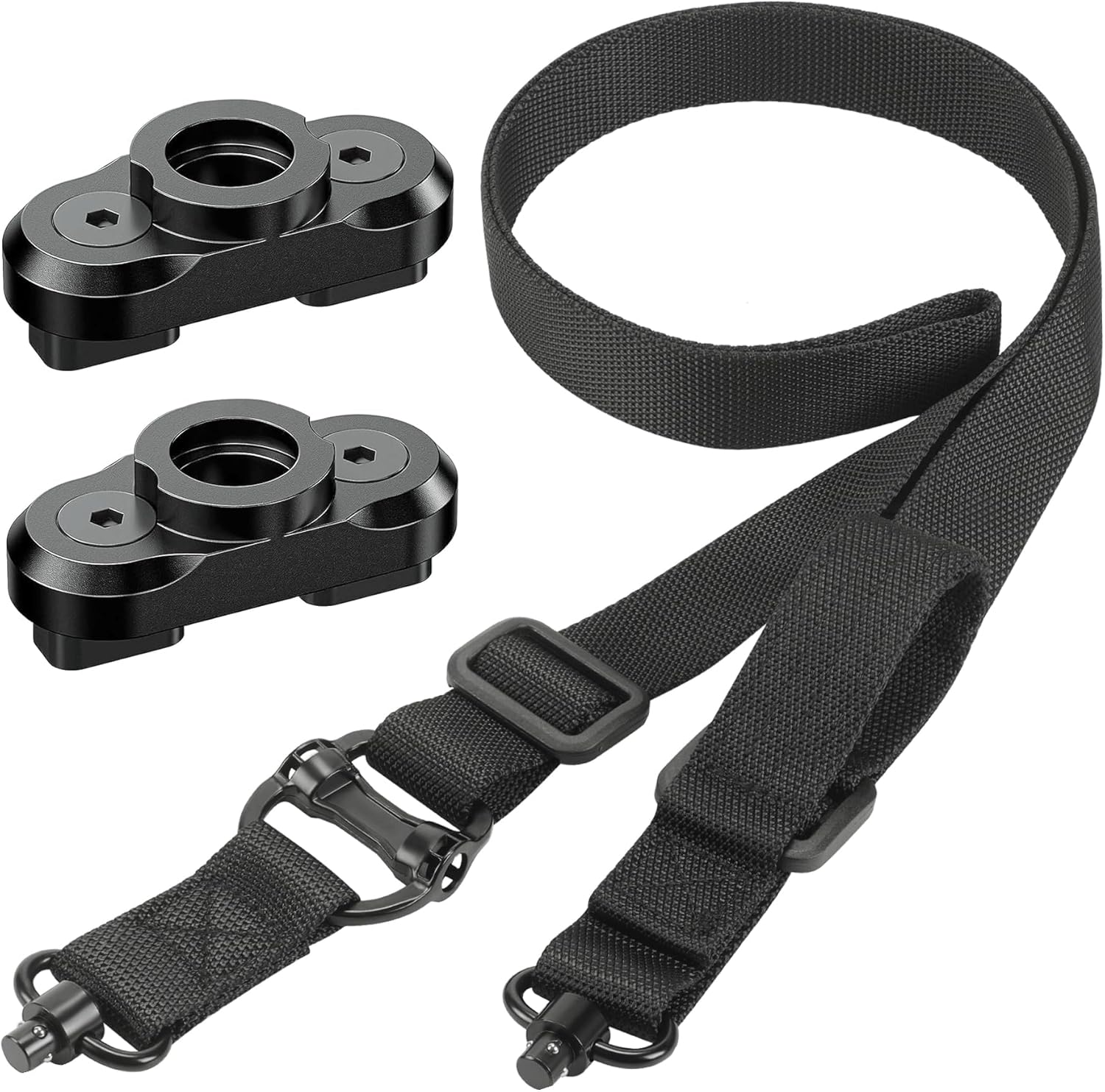 Eslinga de dos puntos y tradicional de 2 puntos de ajuste rápido con QD Sling Swivel para Caza Negro