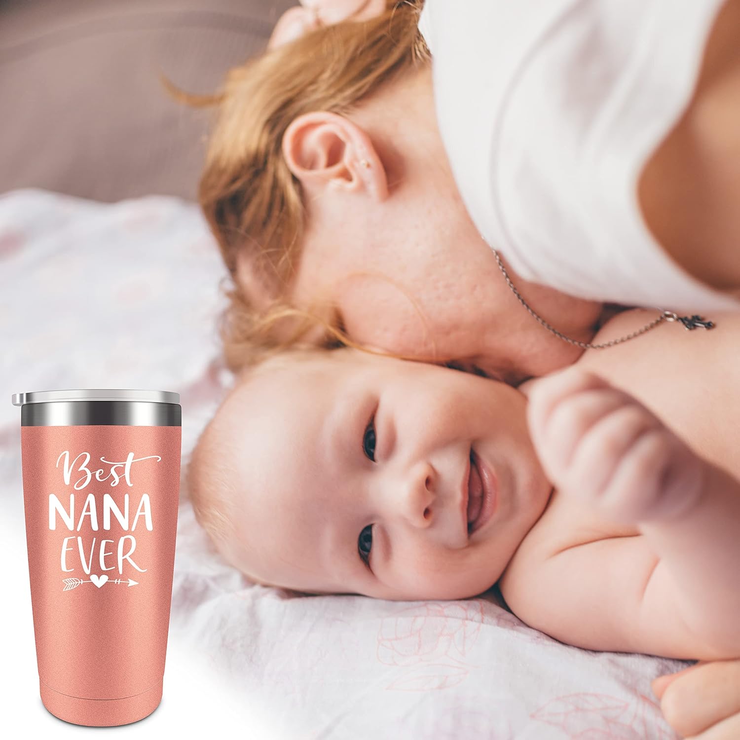 SOCOSYLLY Best Nana Ever-Funny Christmas Birthday Gifts for Nana New Nana Nana To Be, vaso de acero inoxidable con popote y tapa, vaso para el día