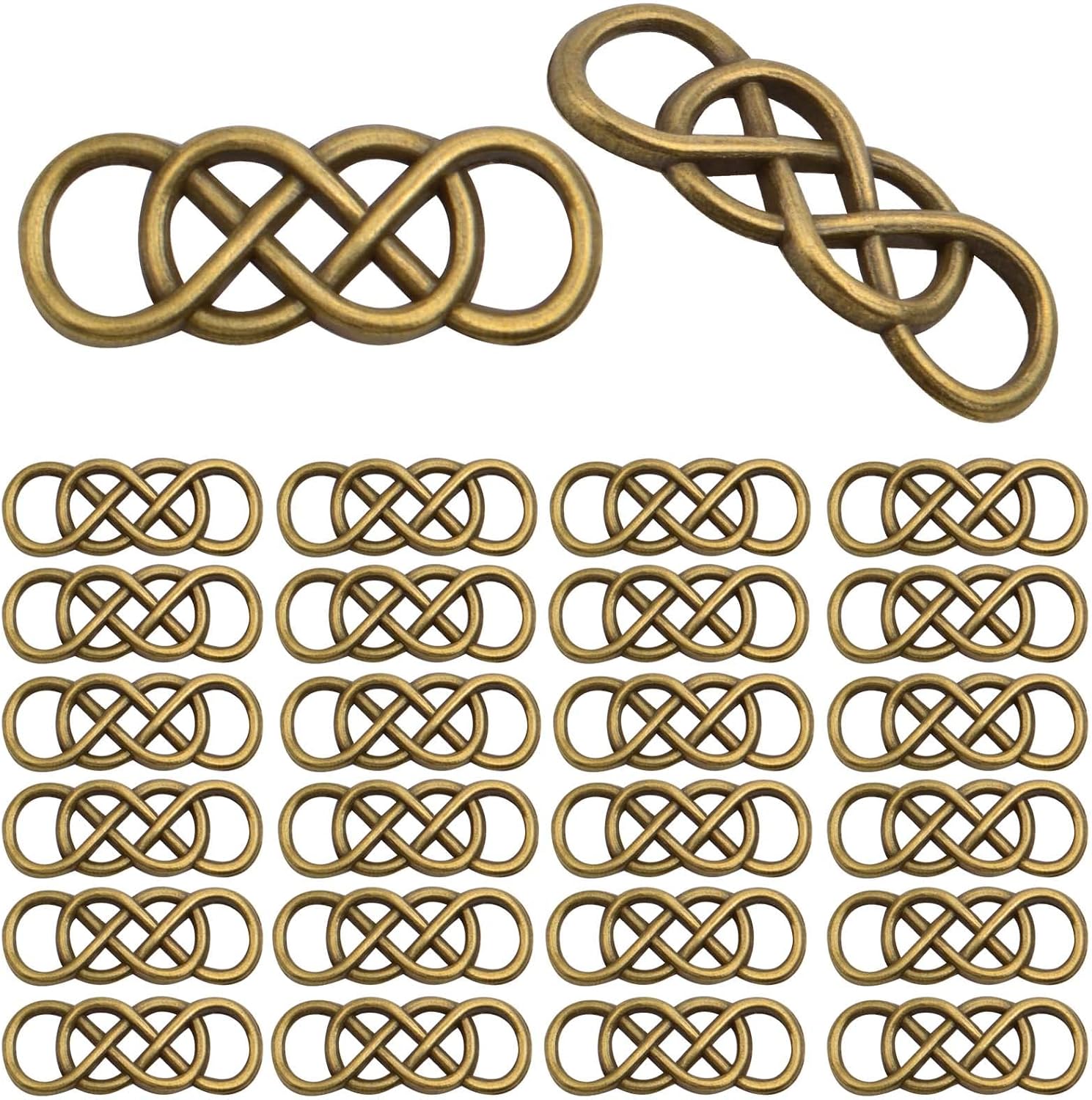 Conector doble símbolo infinito encantos aleación colgante encanto conectores para bricolaje pulsera collar, Metal, Aleación.