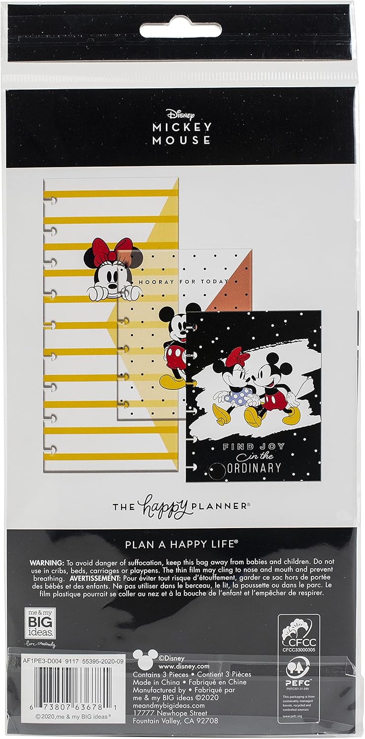 Me & My Big Ideas Disney Paquete de 3 sobres MIN, Mickey + Minnie