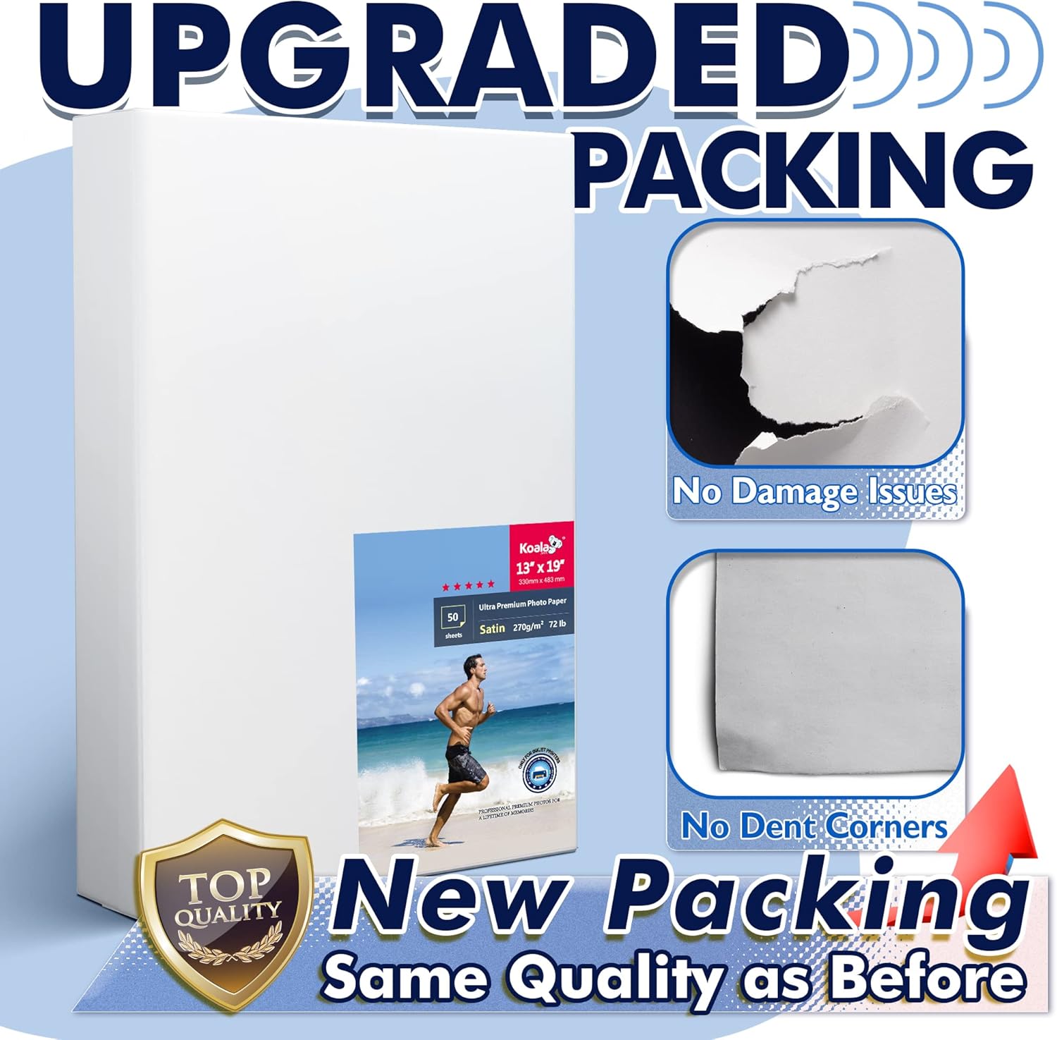 Koala Ultra Premium – Papel fotográfico satinado de 13 x 19 pulgadas, para impresora de inyección de tinta, resistente al agua, semibrillante, 50