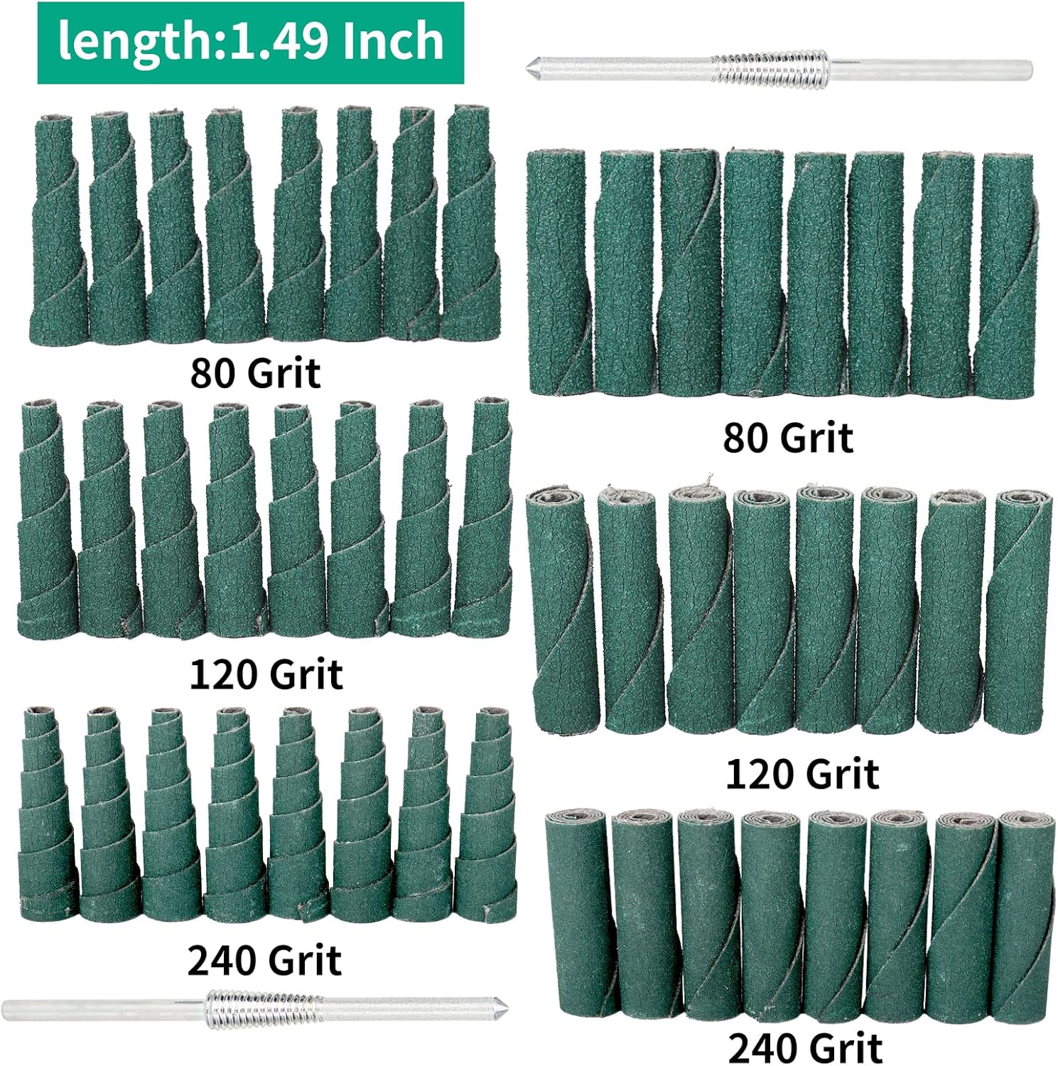Rollos de cartucho de 1-12 pulgadas con mandril de vástago de 18 para herramientas rotativas Dremel Rollo de papel de lija de grano 80 120 240 para