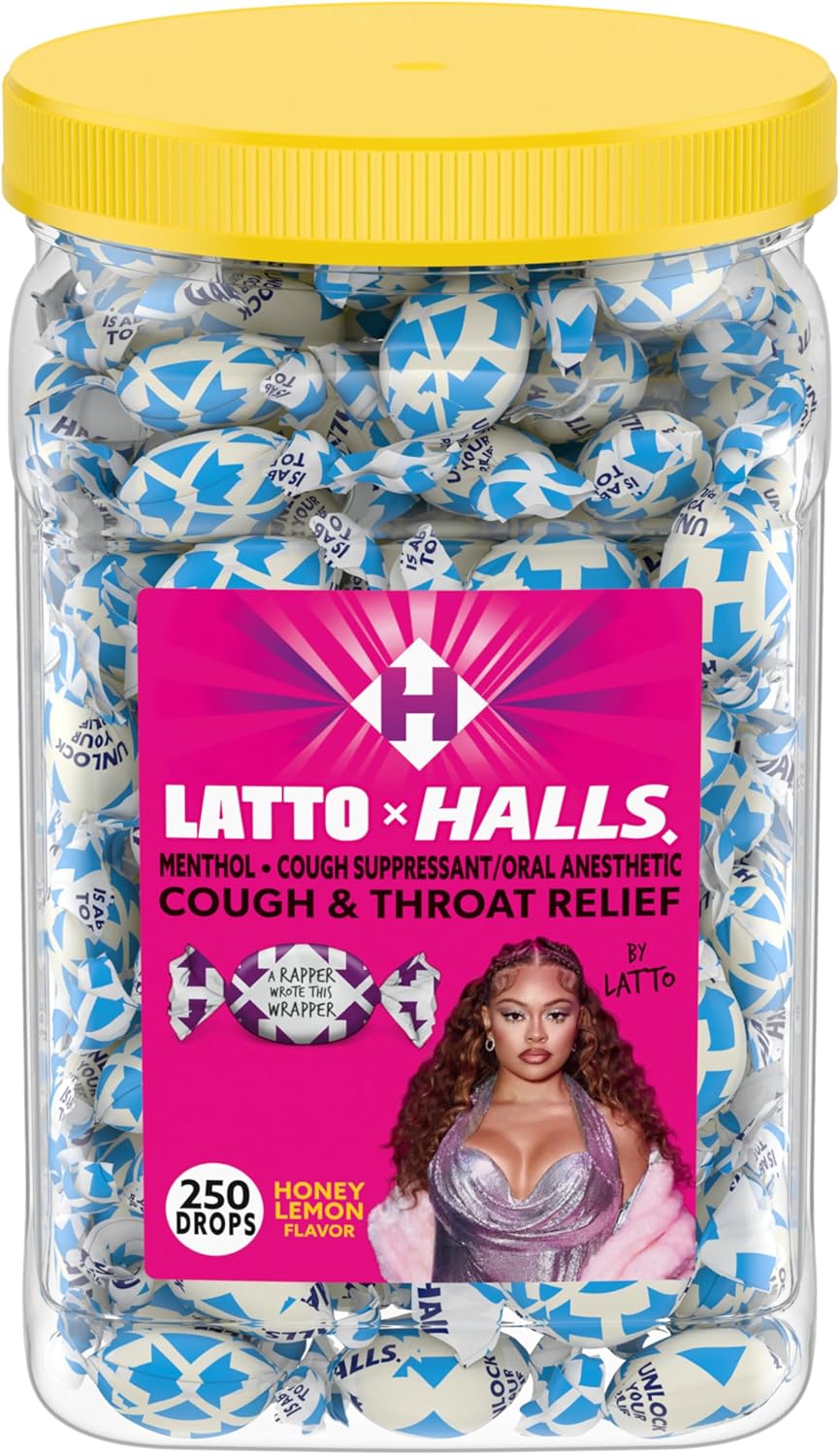 Halls Relief Honey Lemon – Gotas para la tos de limón, edición limitada de latto, 250 gotas