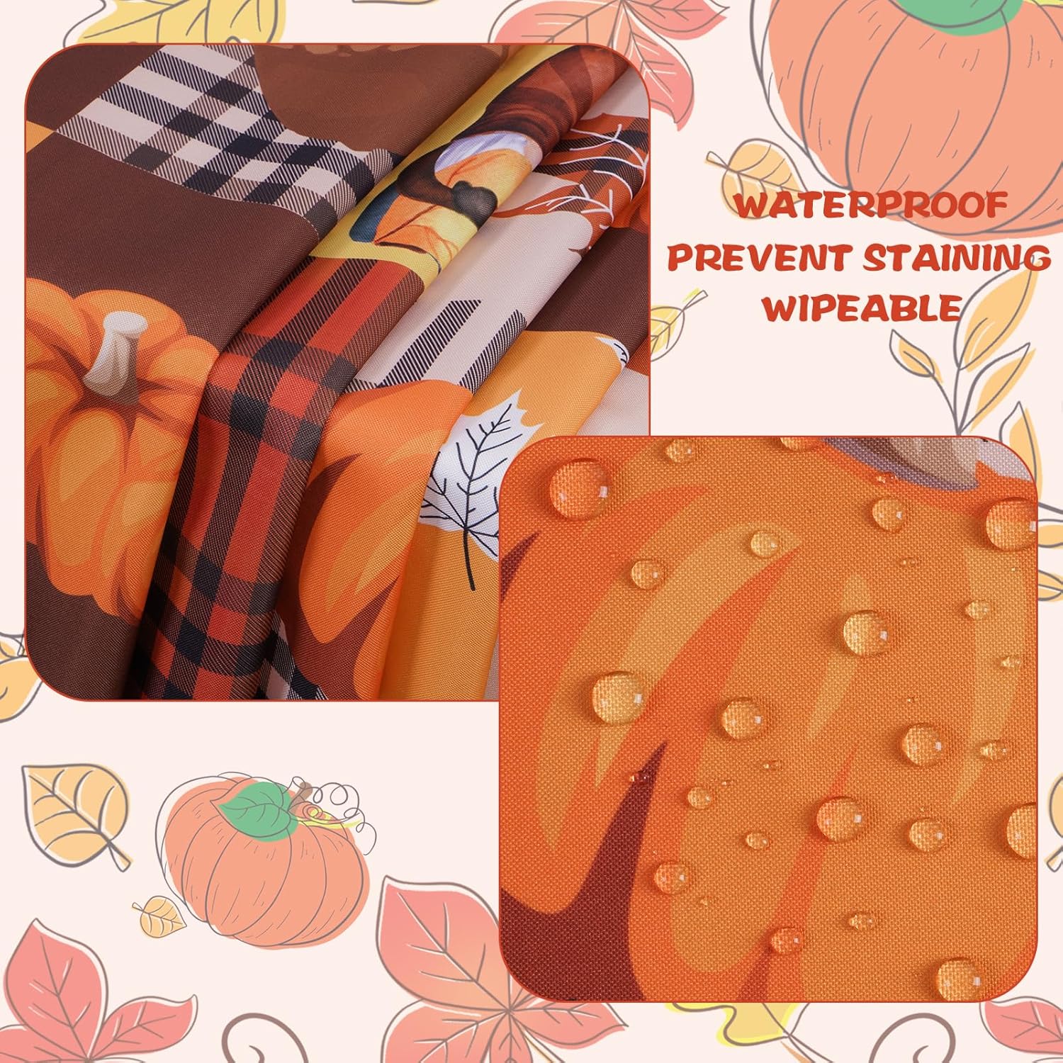 Alishomtll Decoración de otoño, mantel de otoño, mantel rectangular a cuadros de otoño, calabaza de otoño, hoja de arce, decoración de mesa festiva
