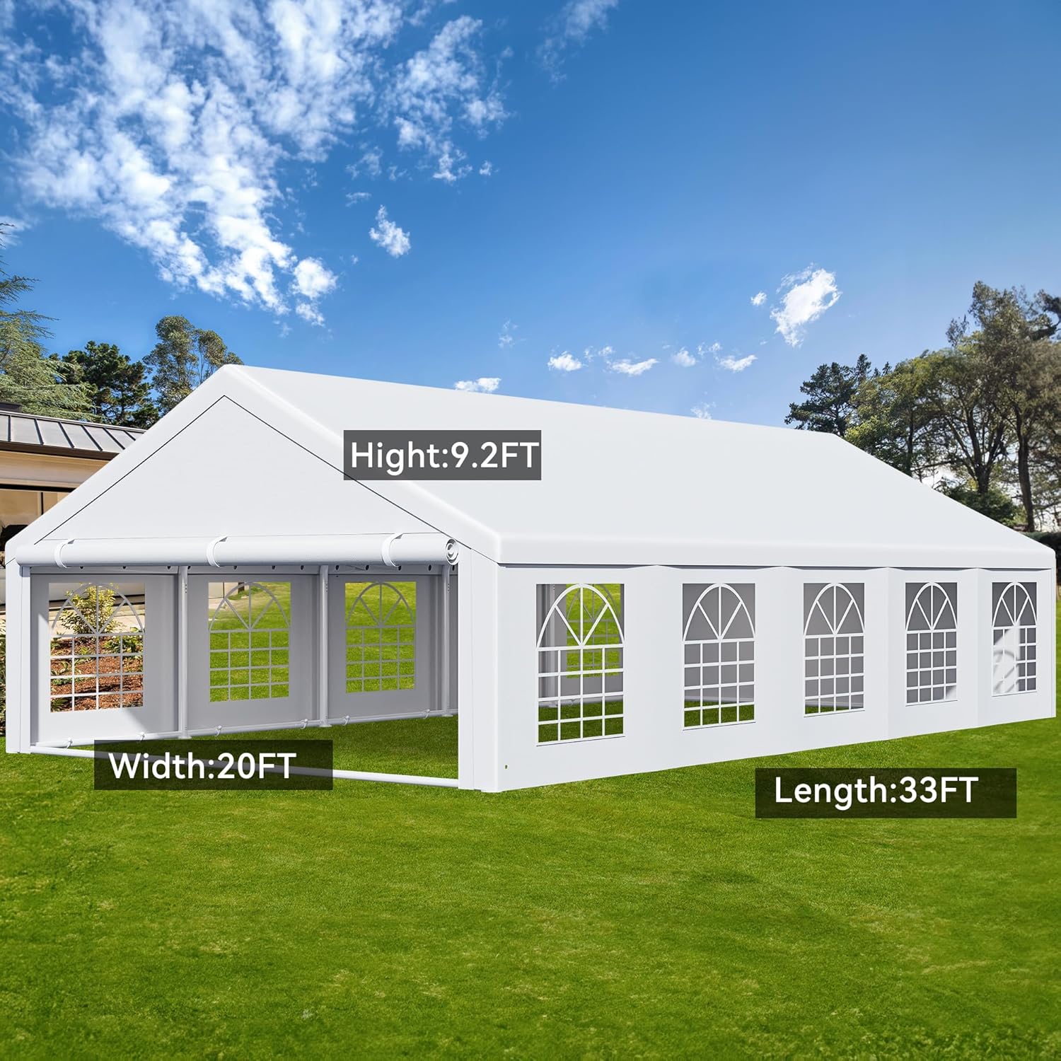 YITAHOME Tienda de campaña para fiestas de 20 x 32 pies, refugios de eventos de boda al aire libre, toldo galvanizado mejorado con techo blanco