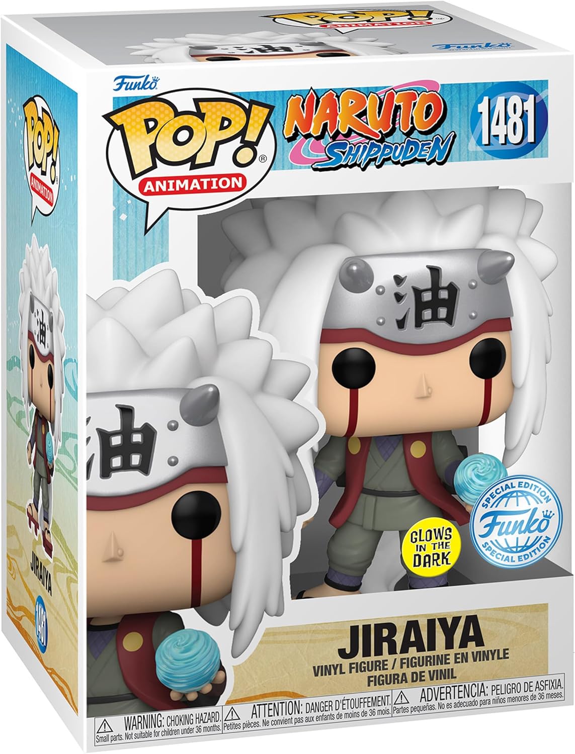 Funko Pop Animation Naruto Shippuden – Jiraiya con Rasengan – Edición especial Multicolor Glow Exclusive #1481