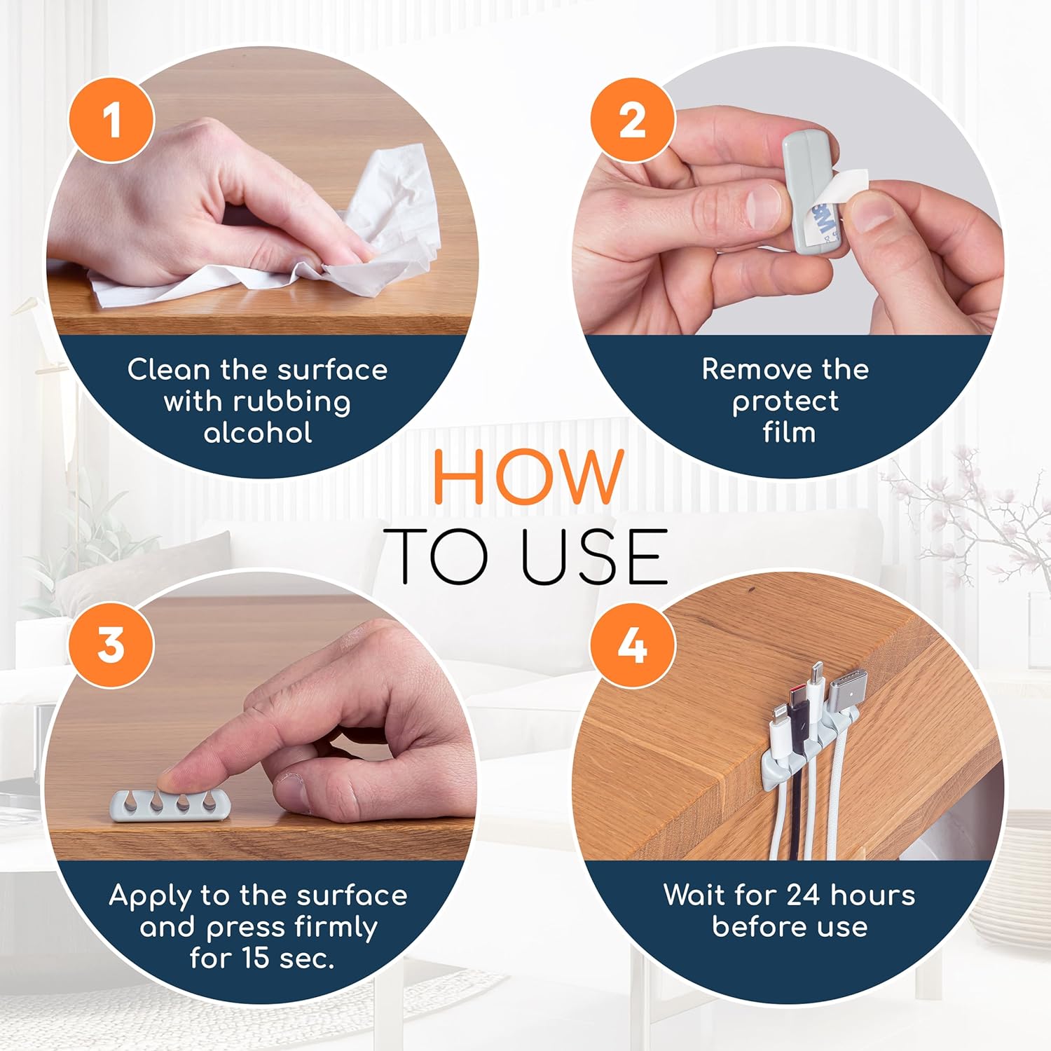 Gluit – Organizador de cables de escritorio versátiles, clips de alambre y soporte para cables, organizador de cables para escritorio, accesorios de
