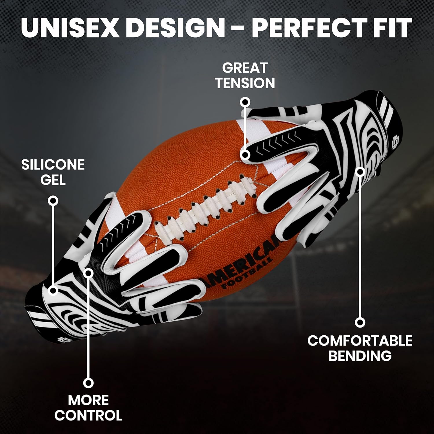 Guantes profesionales receptores de fútbol con palma de silicona óptima, control de agarre antideslizante, ultra adherente, guantes deportivos