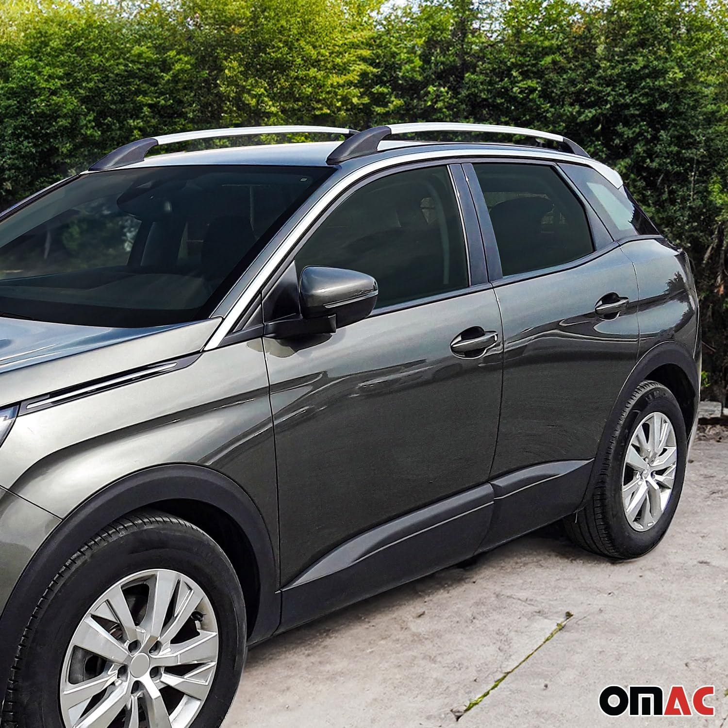 OMAC Rieles laterales de techo para Ford Escape 2013-2019 Aluminio Gris 2 Pcs