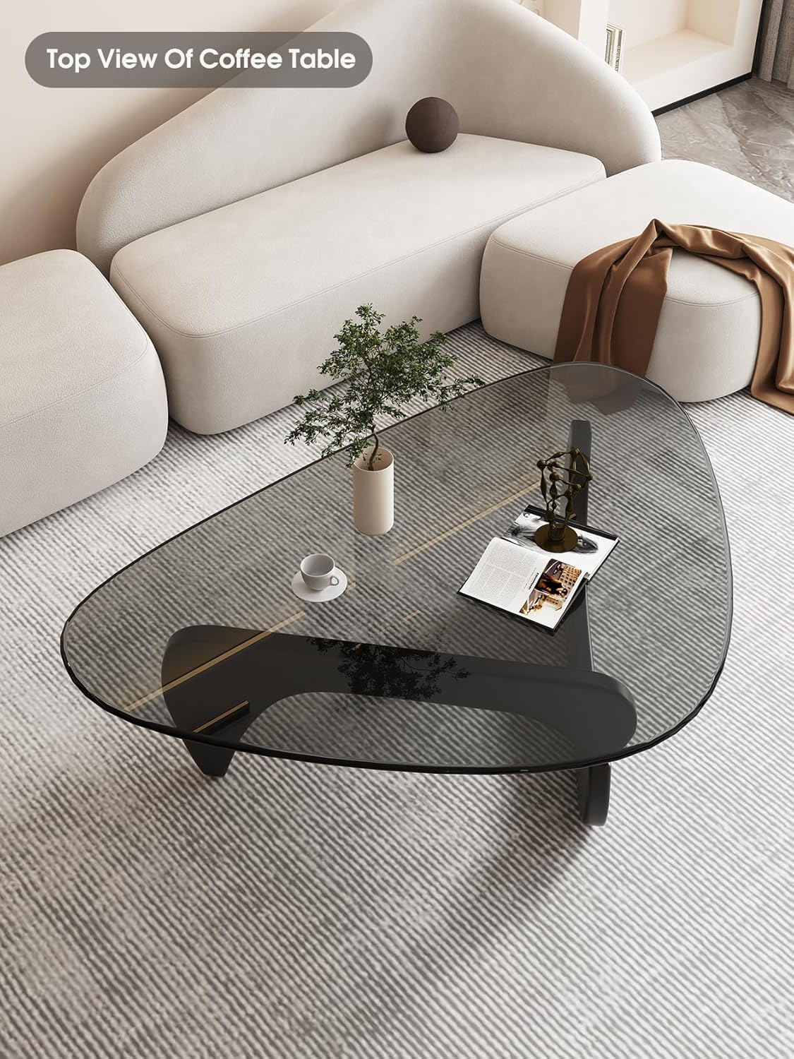 Mesas auxiliares triangulares para sala de estar, mesa de centro moderna de mediados de siglo, base de madera, parte superior de vidrio triangular,