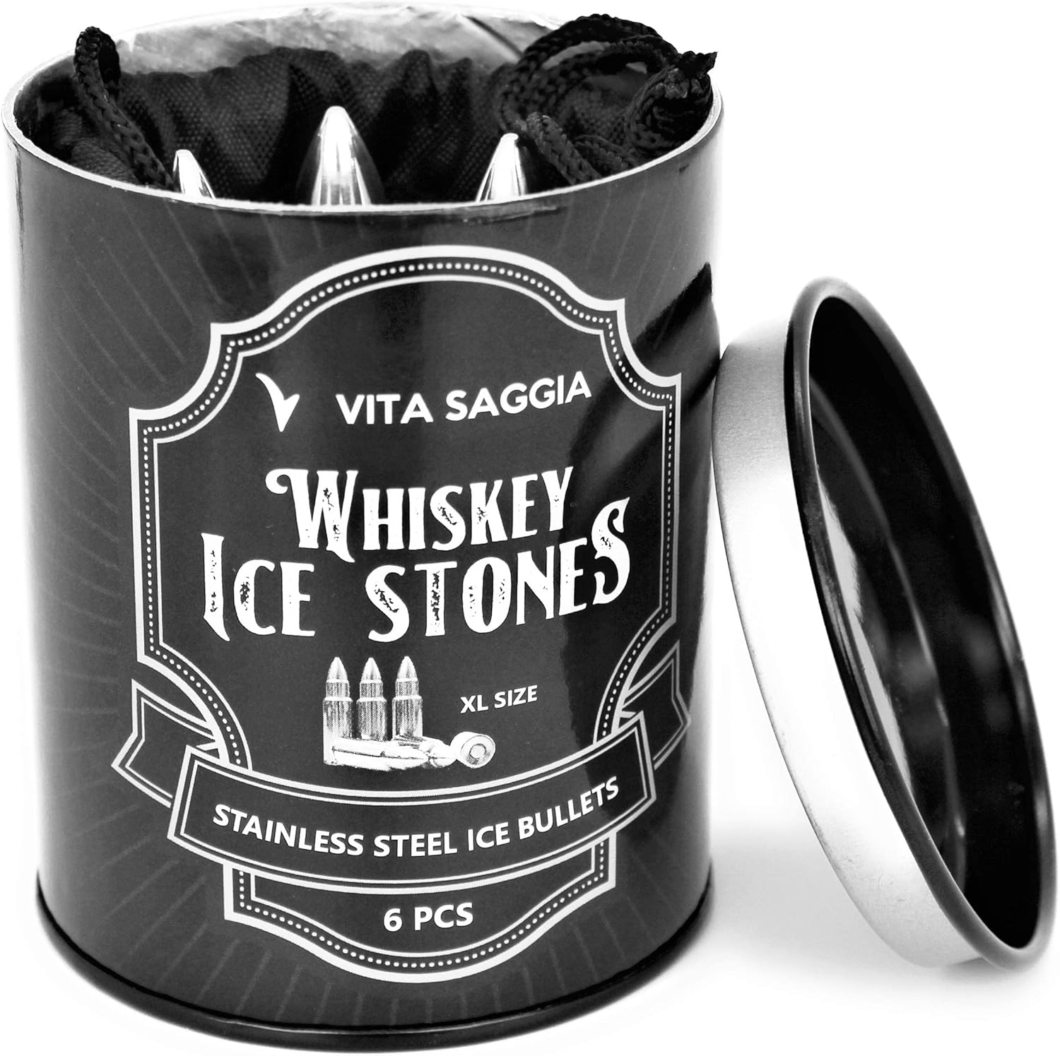 Set of 6 Whiskey Stones Extra Large with Base, Gifts for Christmas Stocking Stuffers, for Men Dad, Unique Ideas for Birthday Boyfriend Him Cool
