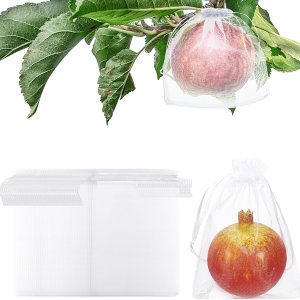 100 bolsas de protección de frutas, bolsas de red de frutas para árboles frutales, cubierta de jardín frutal, bolsa de malla de 5 x 7 pulgadas con 100 bolsas de protección de frutas, bolsas de red de frutas para árboles frutales, cubierta de jardín frutal, bolsa de malla de 5 x 7 pulgadas con