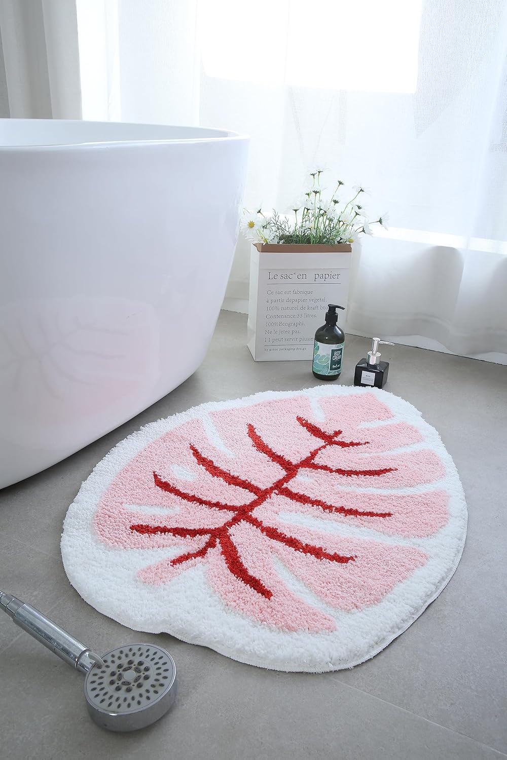 Tapete de baño de felpa suave en forma de hojas, antideslizante, para decoración del hogar, alfombra de área para habitación de niños, alfombra para
