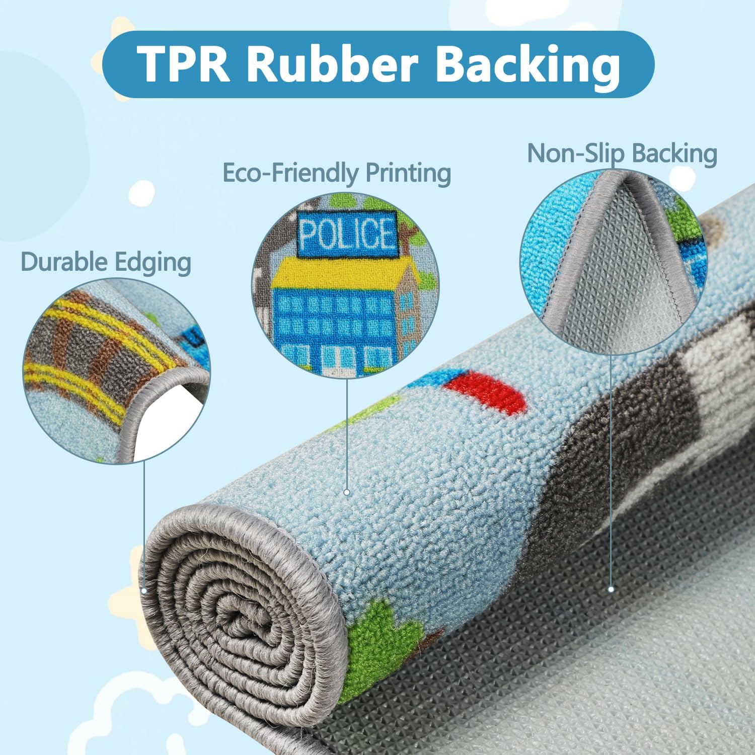 Capslpad Kids Rug Educational Play Rug 5.2’x3.3′ Traffic Road Kids Play Car Mat Large Learning Play Game Area Rug Kids Carpet for Playroom Living