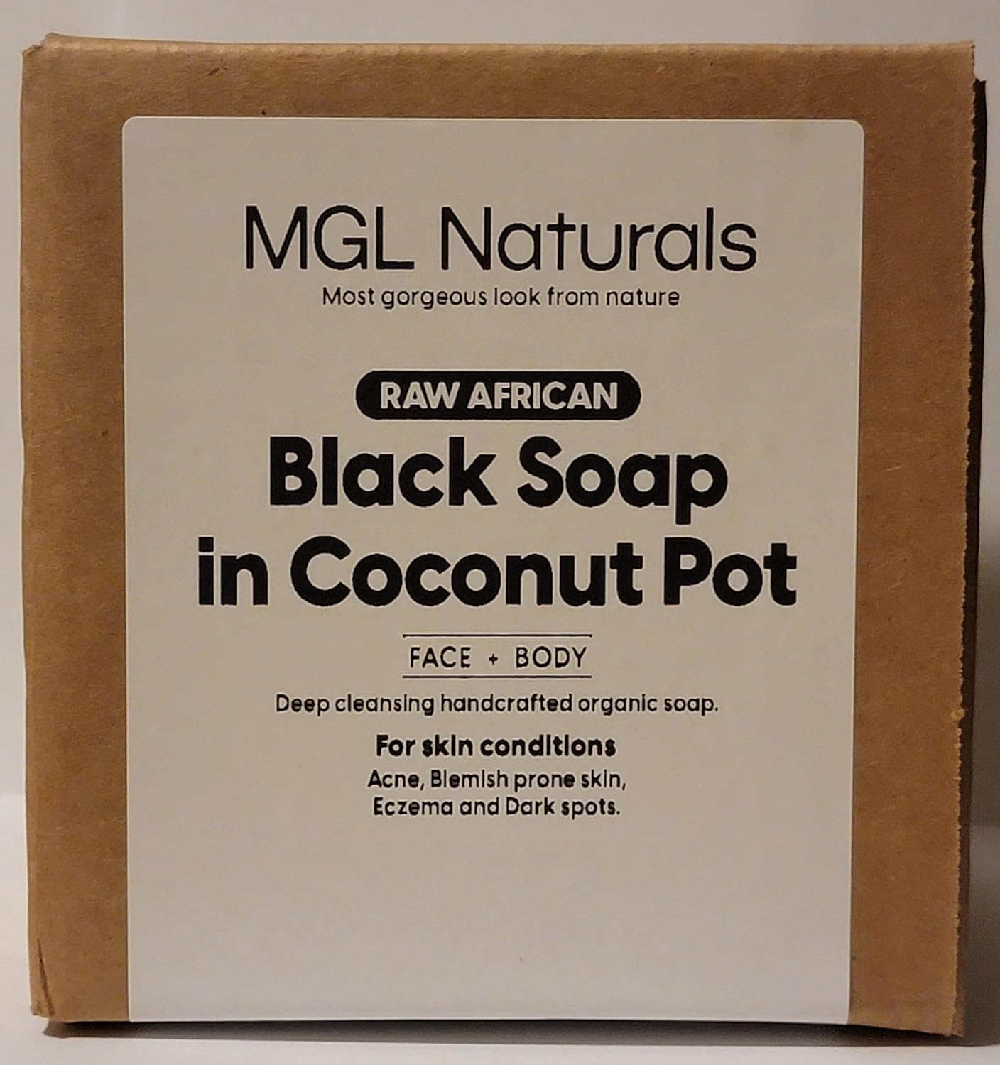 Jabón negro africano crudo en olla de coco  Premium y orgánico  Limpieza profunda facial y corporal. Para acné, eccema y manchas oscuras. (16)