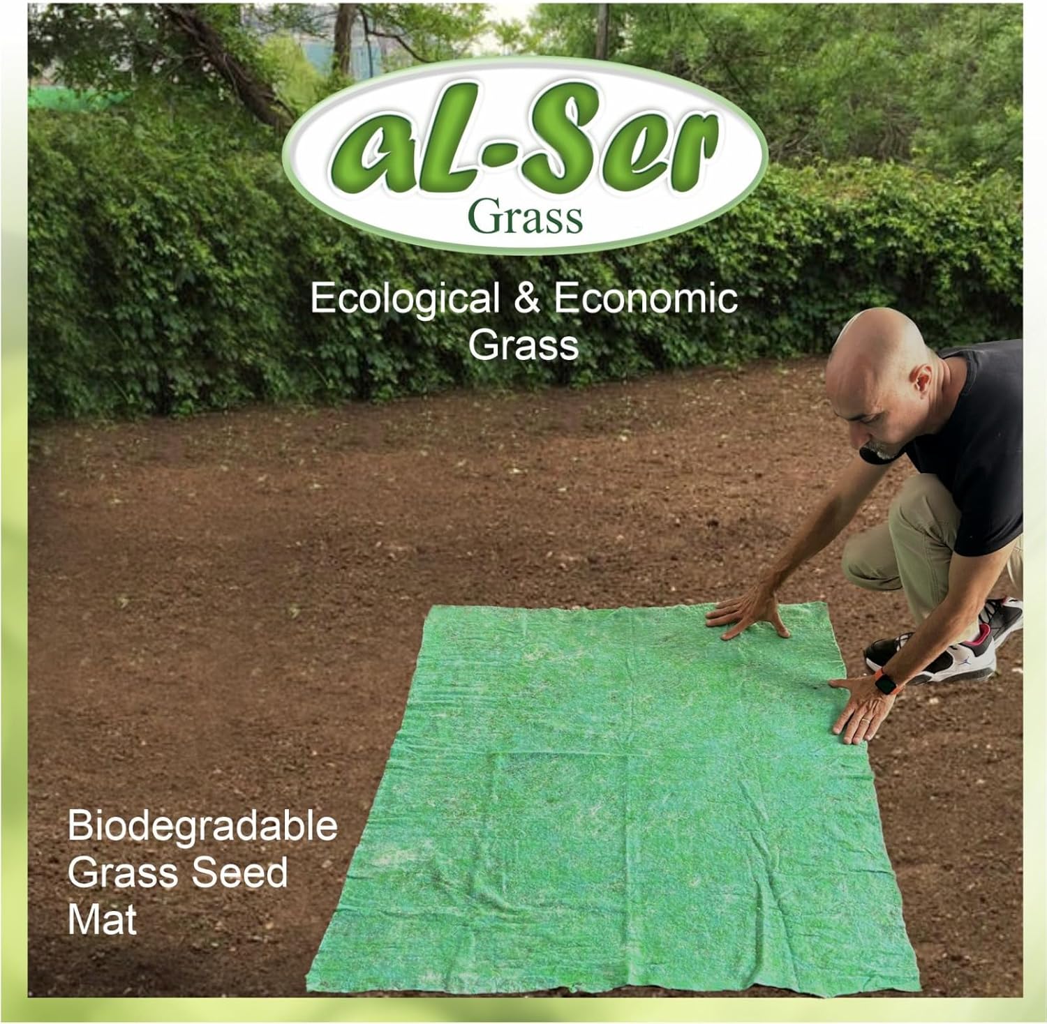 AL-SER – Tapete de semillas de césped biodegradable. Manta de semillas. Alfombra de semillas. Tómalo, colócalo en el suelo y riégalo. (10.76 pies