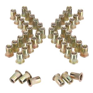 WORKPRO 150 tuercas de remache, tuerca remachable de acero al carbono chapado en zinc de 14 “-20, tuercas roscadas de cabeza plana con cuerpo WORKPRO 150 tuercas de remache, tuerca remachable de acero al carbono chapado en zinc de 14 “-20, tuercas roscadas de cabeza plana con cuerpo