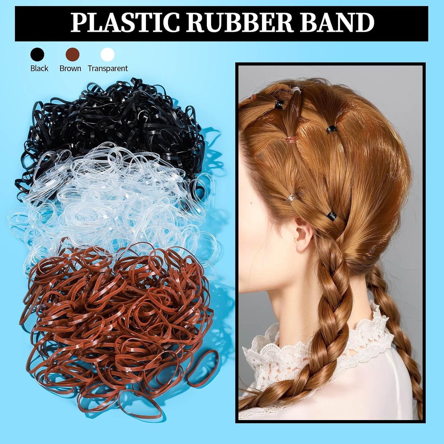 FANDAMEI Kit de lazos elásticos para el cabello, accesorios para el cabello para mujeres con bandas elásticas para el cabello, lazos negros para el