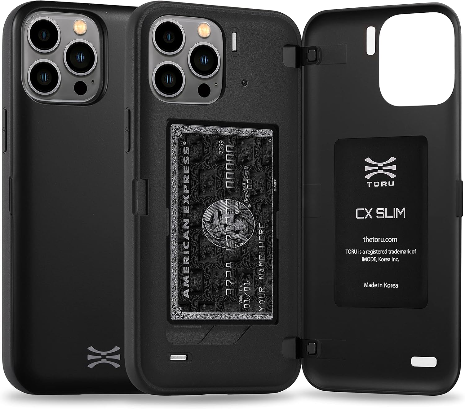 TORU CX – Funda magnética delgada para iPhone 13 Pro con tarjetero, color negro