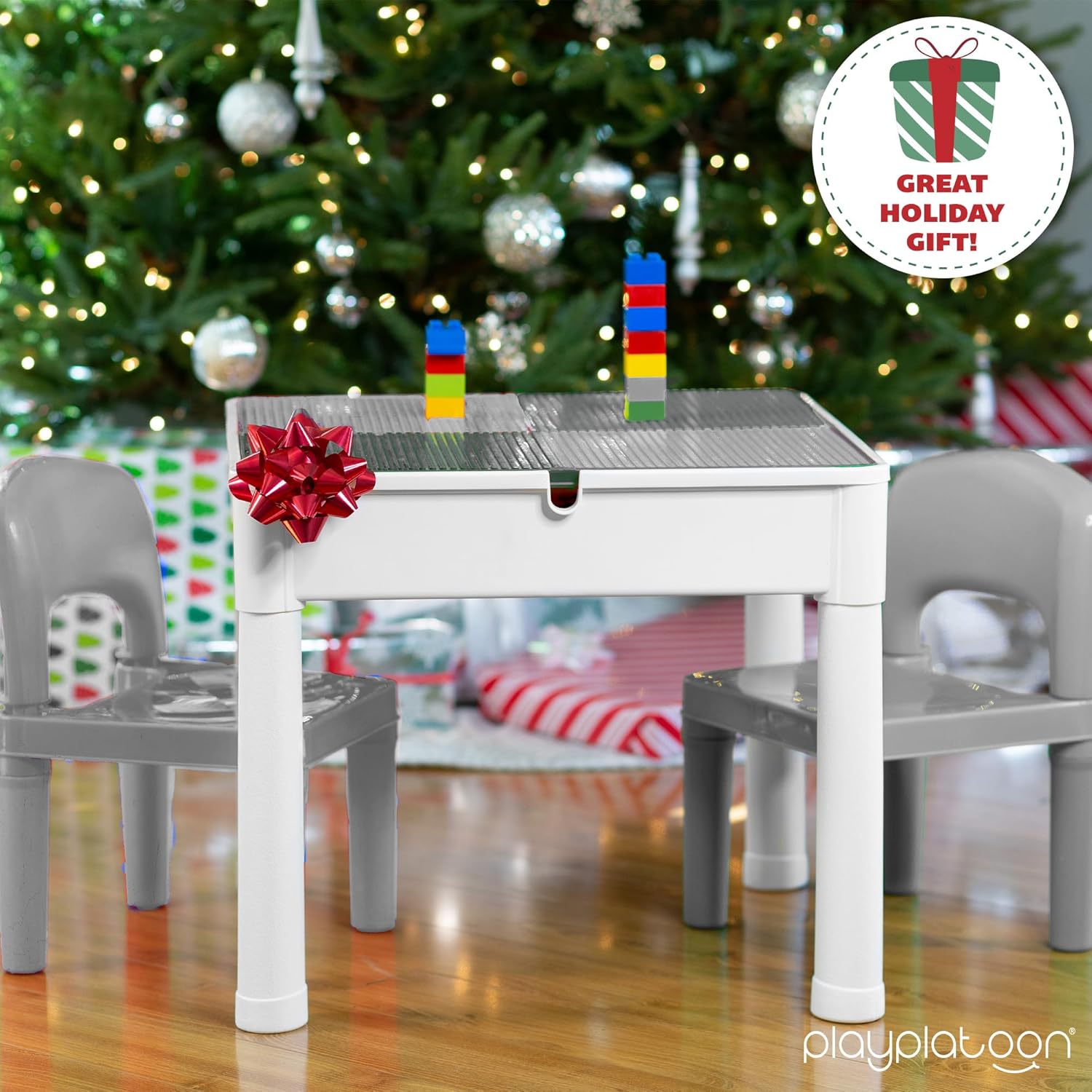 Play Platoon Juego de mesa de actividades y sillas 5 en 1 para niños, mesa de tallo para niños pequeños con mesa de agua, mesa de bloques de