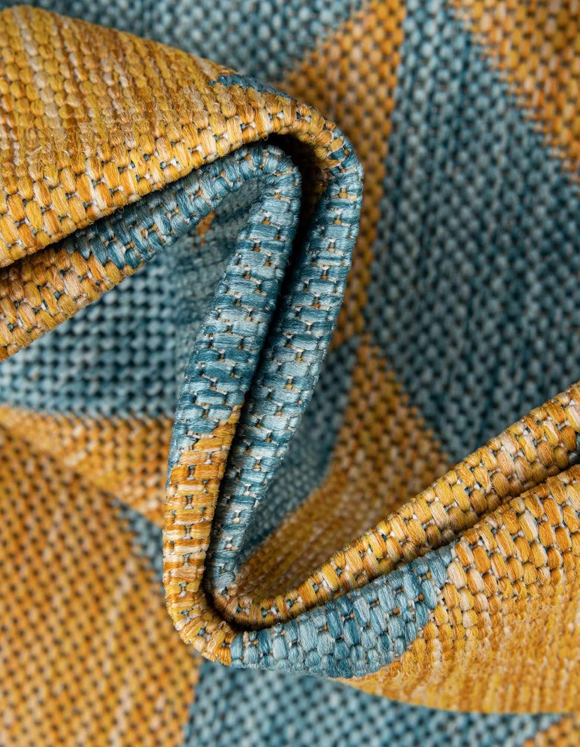 Unique Loom Unique Loom Outdoor Collection – Alfombra rectangular de 9 x 12 pies, color amarillo y aguamarinaamarillo