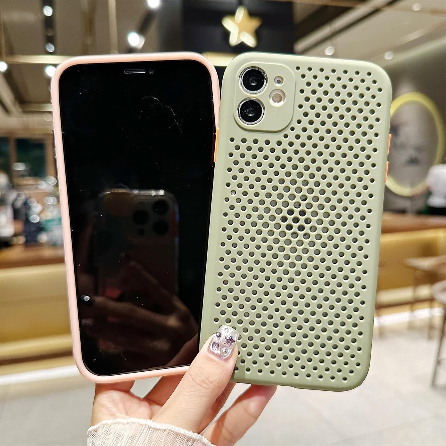 Funda diseñada para iPhone 11, funda transpirable con disipación de calor con agujero celular, protección de lente de cámara trasera completa, funda