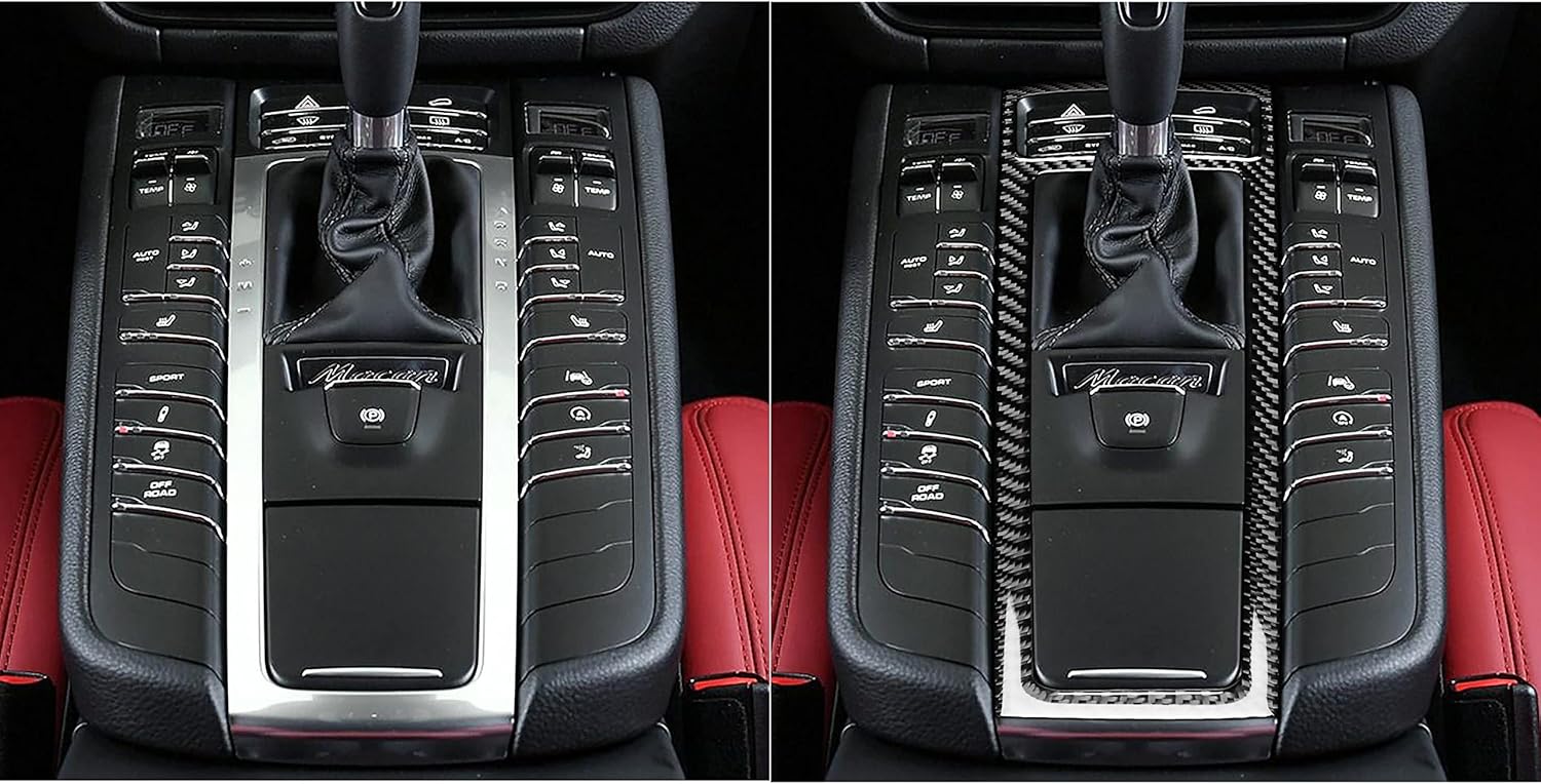 OZEQO Carbon Fiber Car Gearshift Panel Decorative Stickers, Fit for Porsche MACAN 2014-2021 Interior Styling Accessories