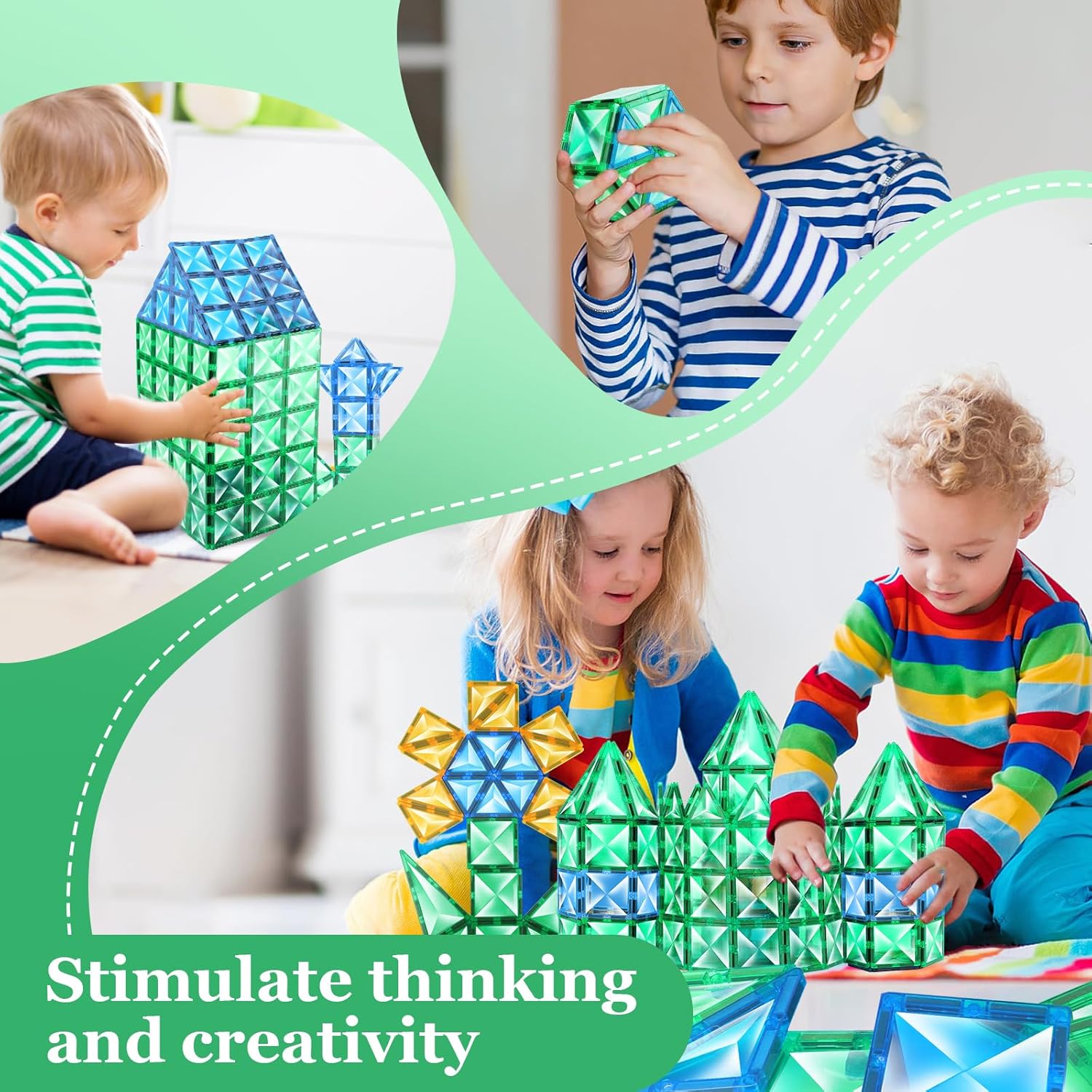 Azulejos magnéticos para niños de 3, 4, 5, 6, 7, 8 años, bloques de construcción magnéticos, juguetes STEM sensoriales Montessor para niños,