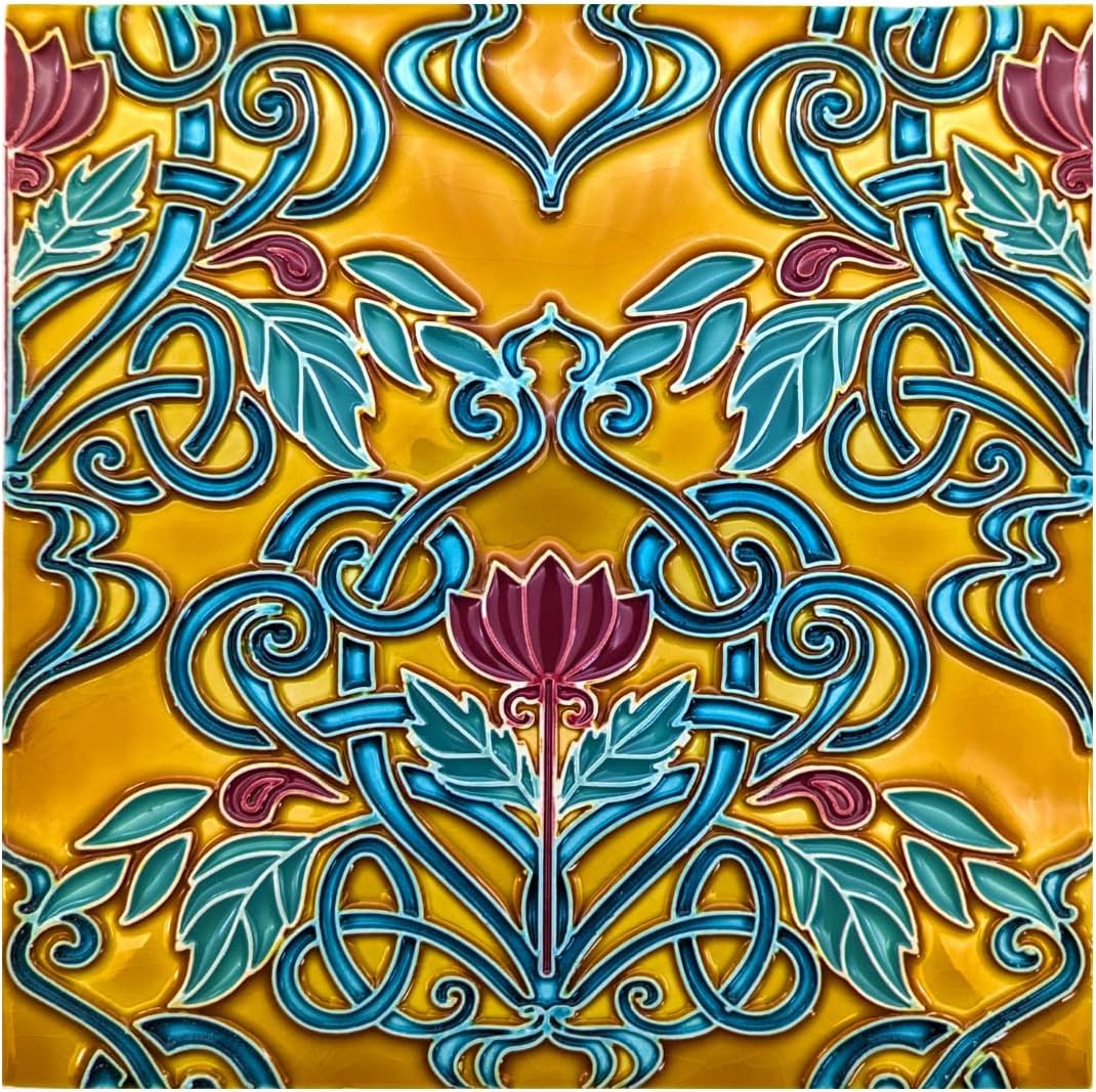 Salvamanteles cuadrados grandes pintados a mano del azulejo de cerámica portugués hecho en Portugal (TG10)