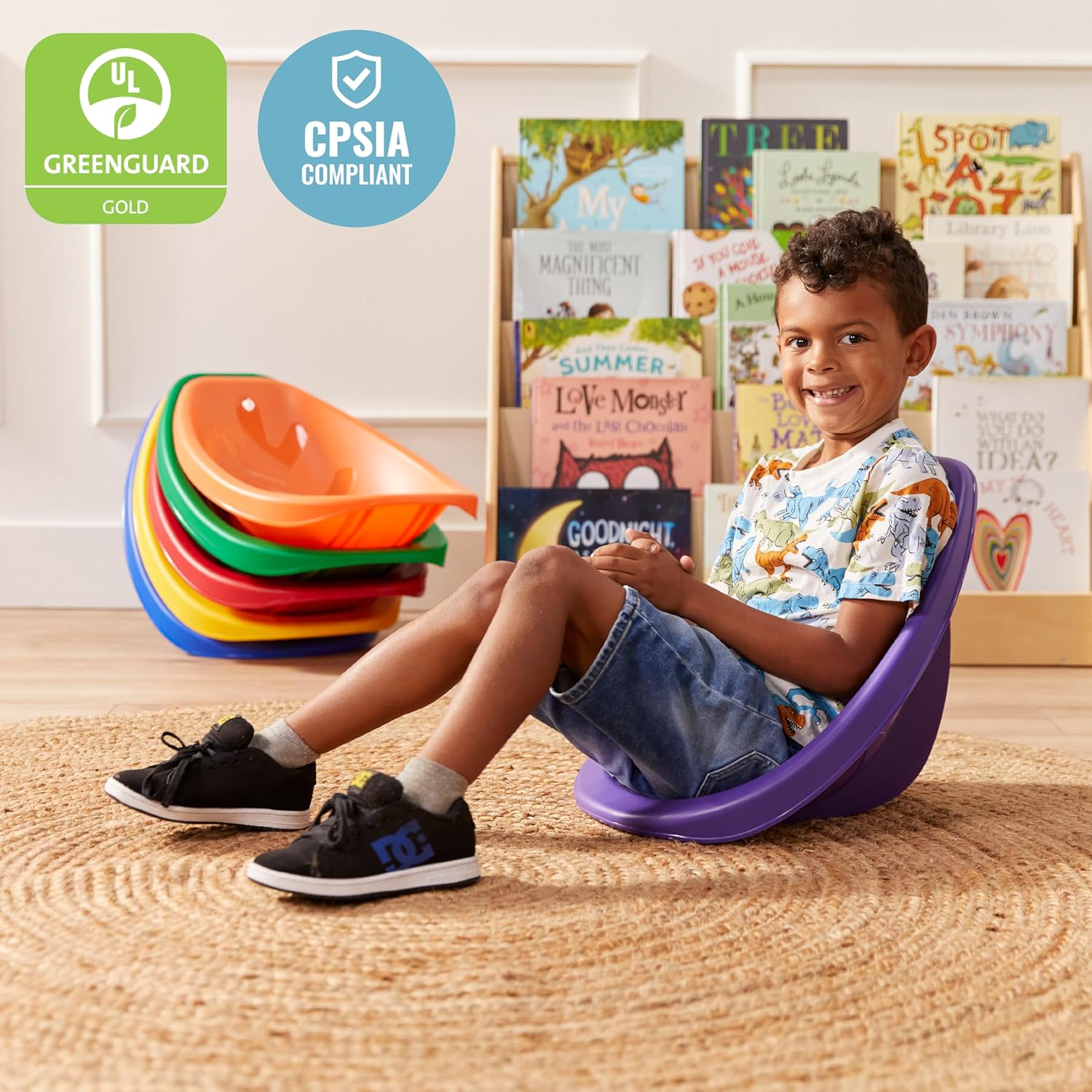 ECR4Kids Asiento de piso Leaf – Silla mecedora, primaria, 6 piezas