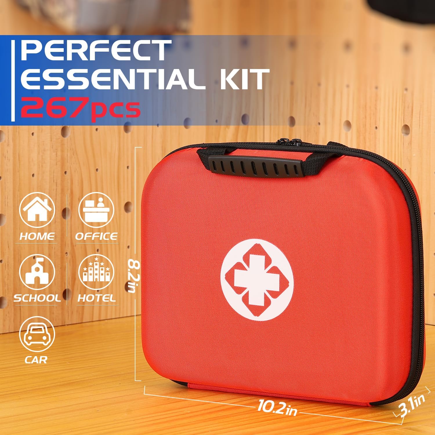VITUU Kit de primeros auxilios de 267 piezas, kit de primeros auxilios para negocios, hogar, viajes, camping, senderismo, deportes, oficina,