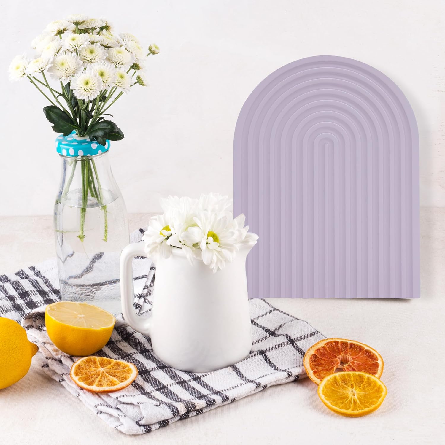 ASESVIDA – Bandeja de madera con arco de arco iris, bandeja decorativa bohemia multiusos, tabla de cortar, bandeja de servir para interiores y