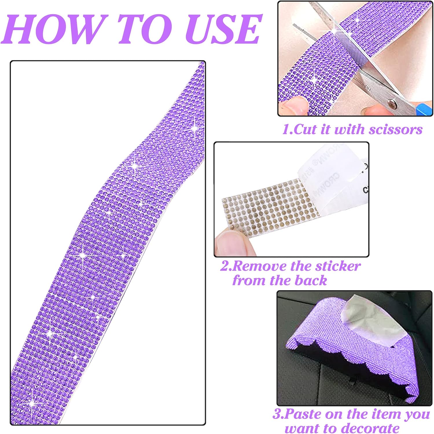Tiras autoadhesivas de diamantes de imitación de cristal para manualidades con diamantes de imitación de 0.079 pulgadas (0.079 in) para