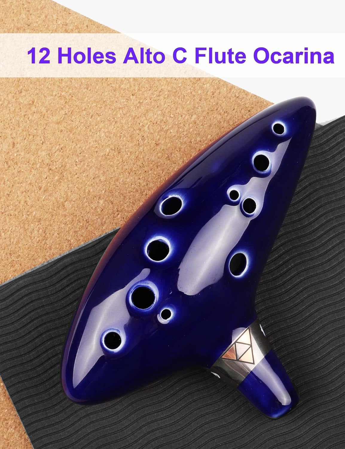 Mr.Power 12 hoyos Ocarina Alto C Flauta Occarina Taps Blue CeramicClay stl Orcarina Inspirado en el Tiempo con Bolsa y Libro de Canciones, Regalo