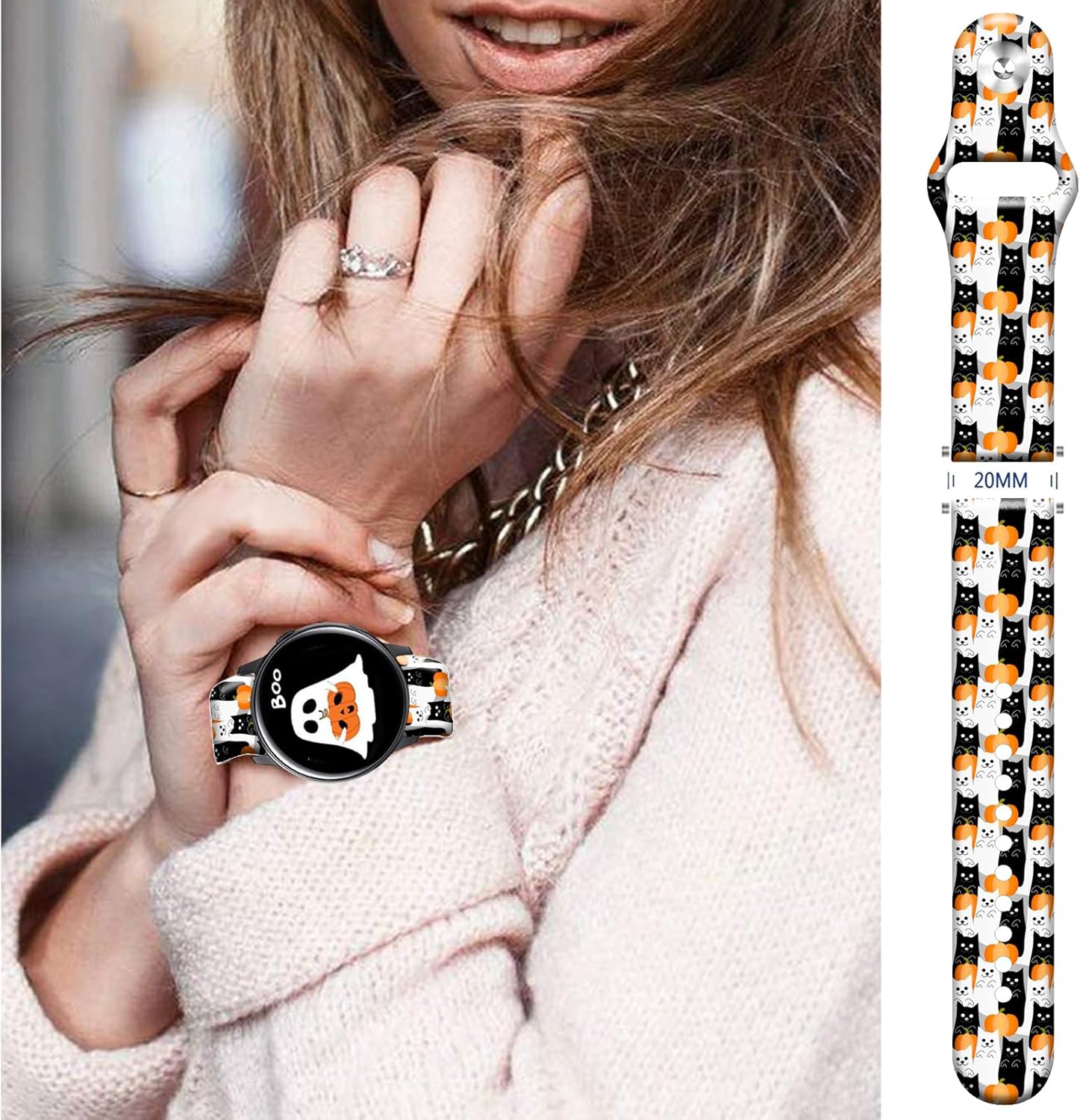 Correa deportiva de repuesto de silicona floral de Navidad de 0.78 pulgadas compatible con Samsung Galaxy Watch 3 de 1.614 pulgadasSamsung Active 2