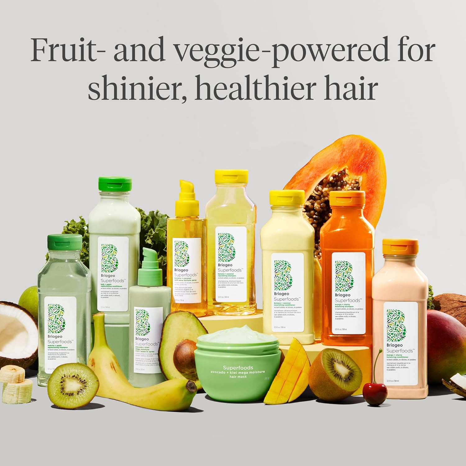 Briogeo Superfoods Champú nutritivo de plátano + coco, repone el cabello opaco y seco y apoya el cabello y el cuero cabelludo saludables, vegano,