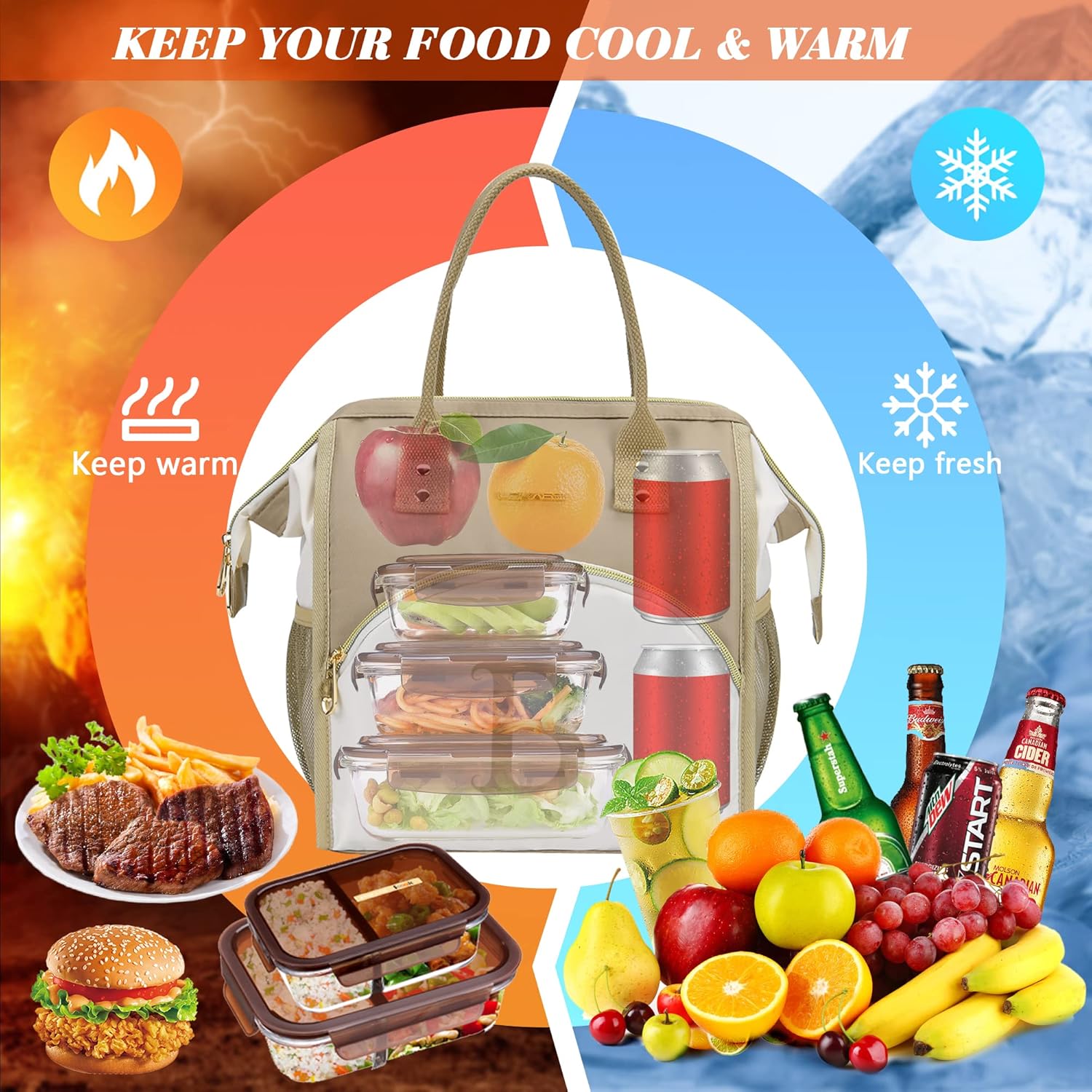 LOKASS Lonchera personalizada para mujeres, lonchera aislada con inicial R para adultos, bolsa de almuerzo para el trabajo, regalos para el