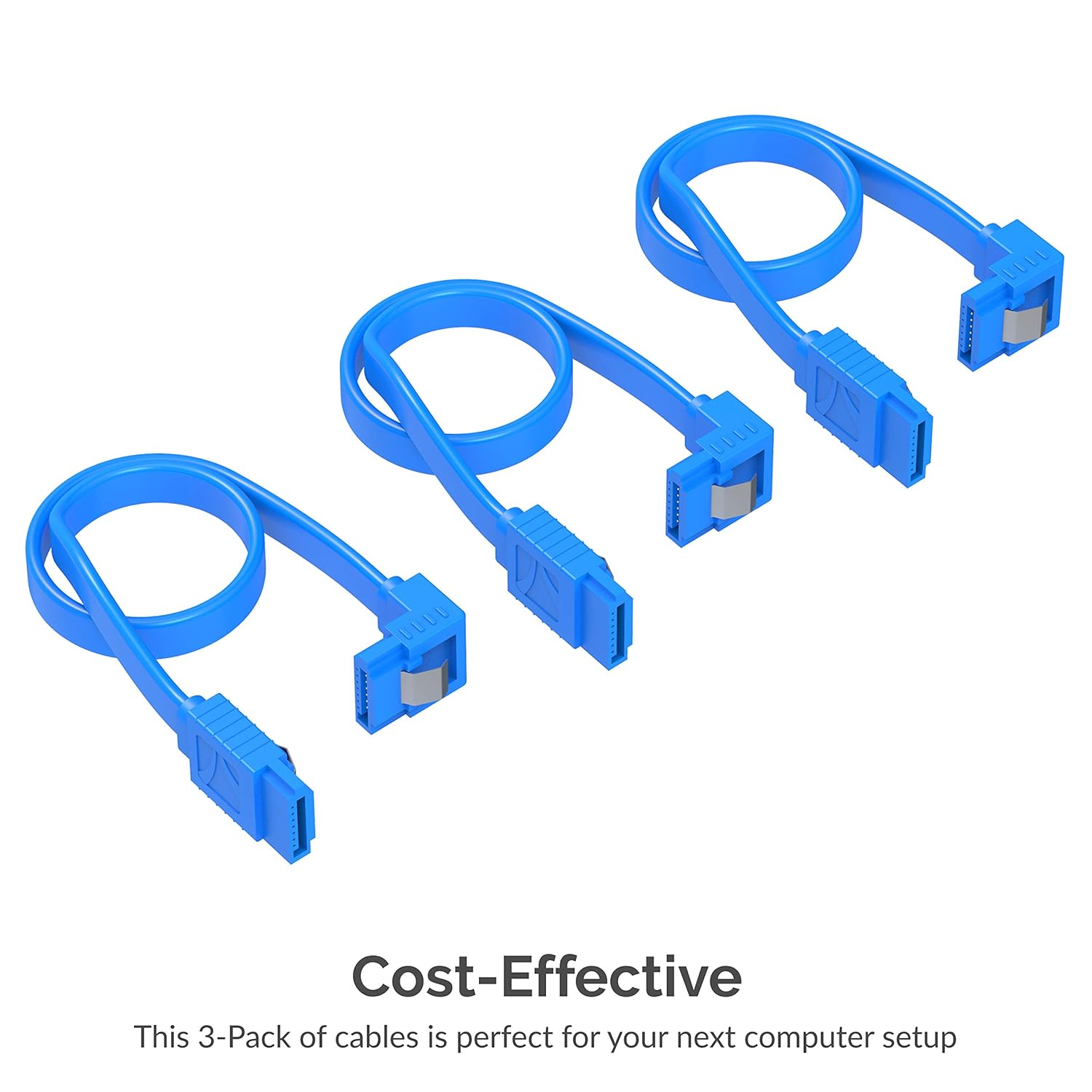 SABRENT Cable de datos SATA III (6 Gbits) en ángulo recto con pestillo de bloqueo para unidades HDDSSDCD y DVD (paquete de 3 unidades de 20
