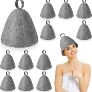 Jiuguva Sombreros de sauna de lana, sombrero ruso para sauna, sombreros de sauna para mujeres, accesorios de ducha de sauna (gris, 12 piezas) Jiuguva Sombreros de sauna de lana, sombrero ruso para sauna, sombreros de sauna para mujeres, accesorios de ducha de sauna (gris, 12 piezas)