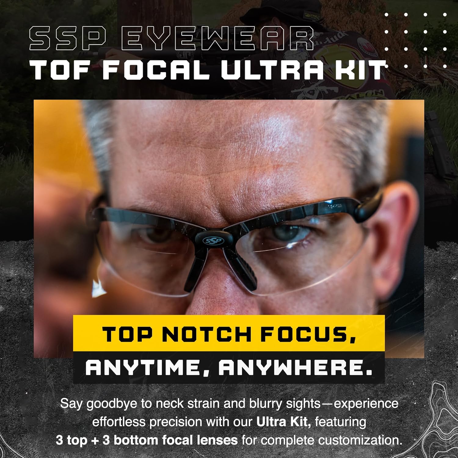 SSP Eyewear Top Focal Ultra Tactical Safety Shooting Glasses, HD A-Eye NVRfog Lenses