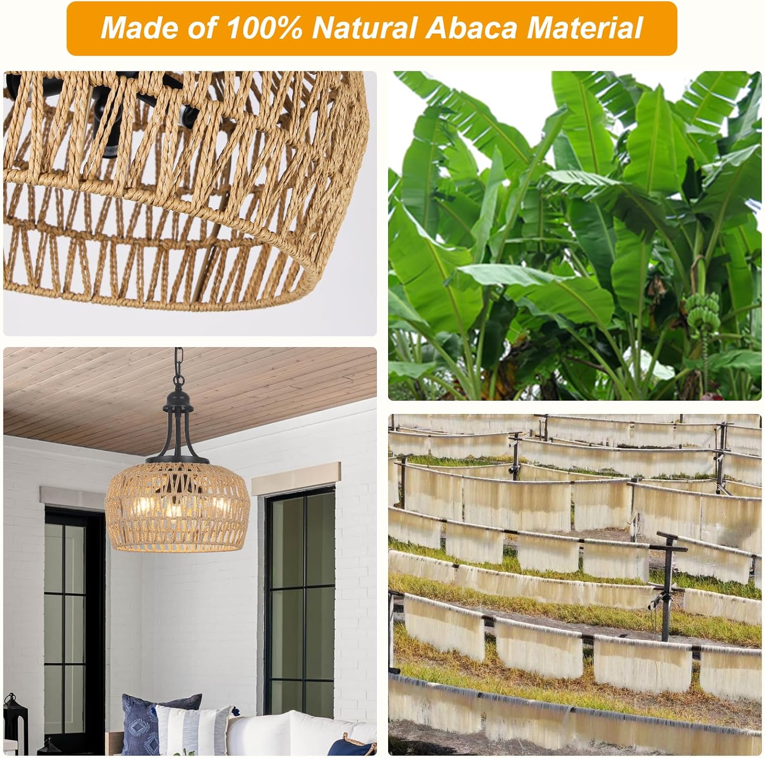 HMVPL Lámpara de araña de granja para comedor, 3 luces, estilo bohemio, de ratán, lámpara colgante de techo con pantalla tejida, pequeña lámpara