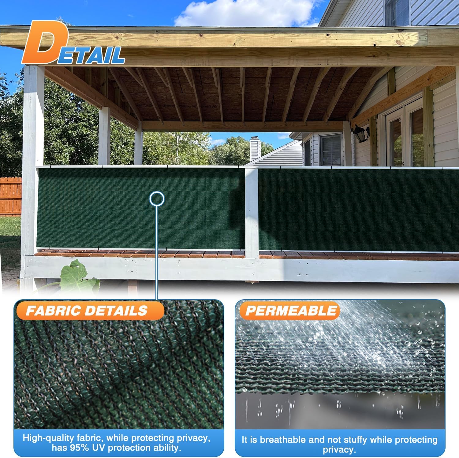 TANG Sunshades Depot – Tela de sombra de 8 x 50 pies, 180 GSM HDPE, tela verde oscuro, rollo de hasta un 95% de bloqueo, red de malla U* V para