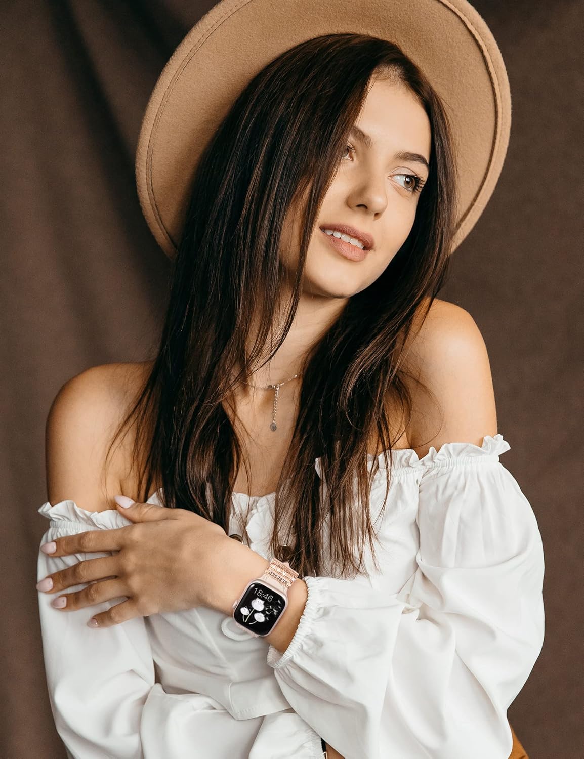 Minyee Compatible con Apple Watch Band con dijes para mujeres de 1.614 in, 1.575 in, 1.496 in, 1.654 in, 1.732 in, 1.772 in, 1.929 in, correa de